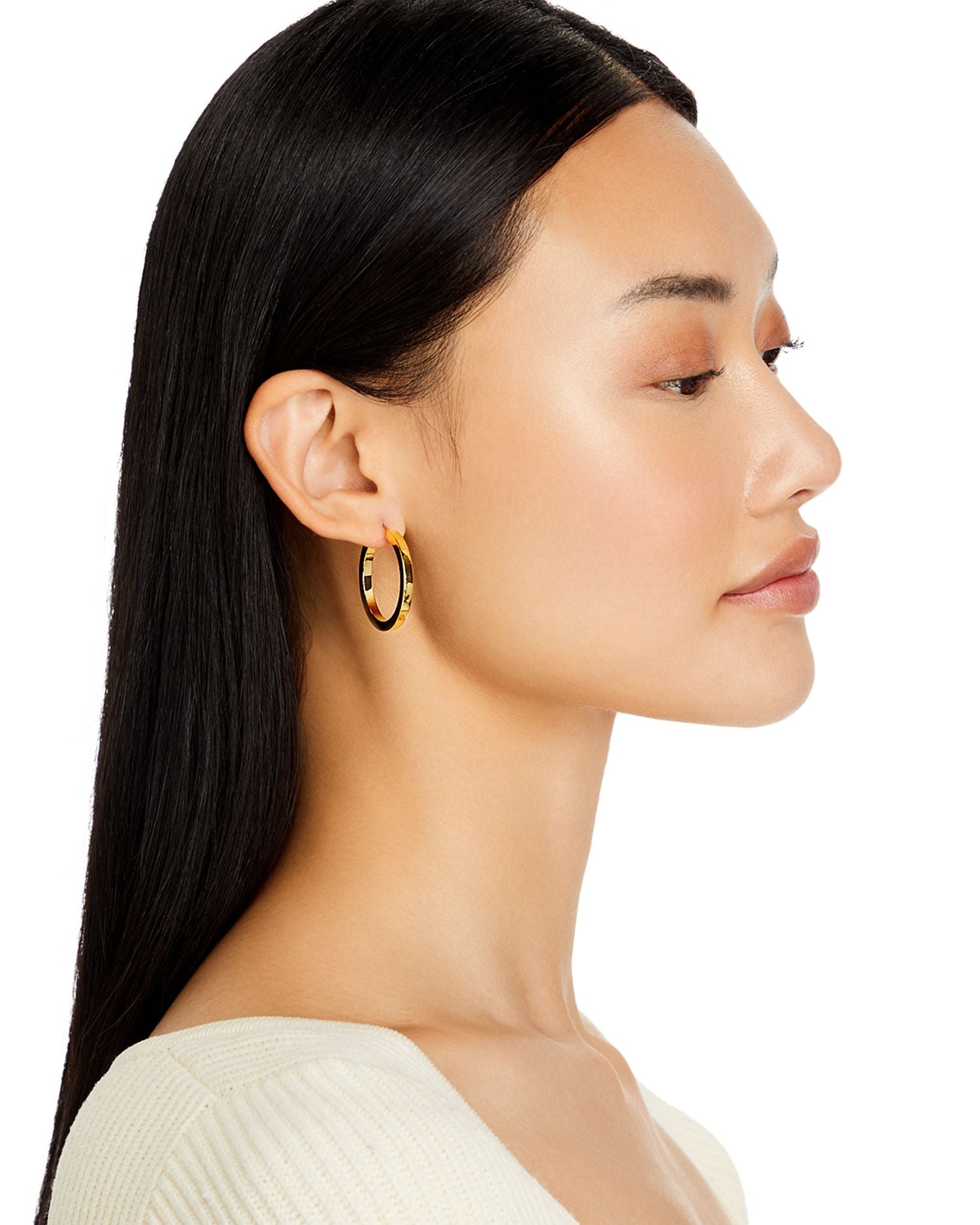 14K Yellow Gold Square Polished Tube Hoop - Exclusive