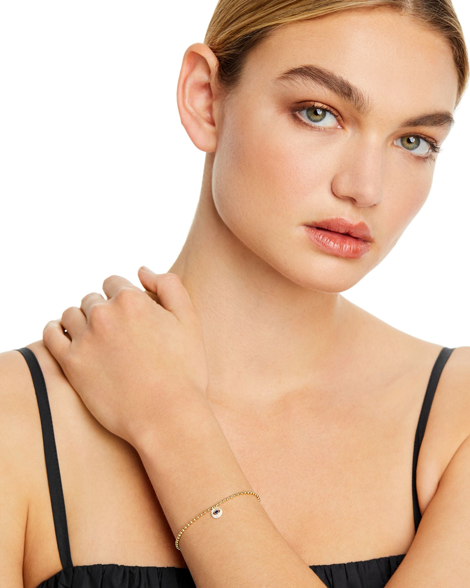 14K Yellow Gold Diamond & Sapphire Evil Eye Bracelet