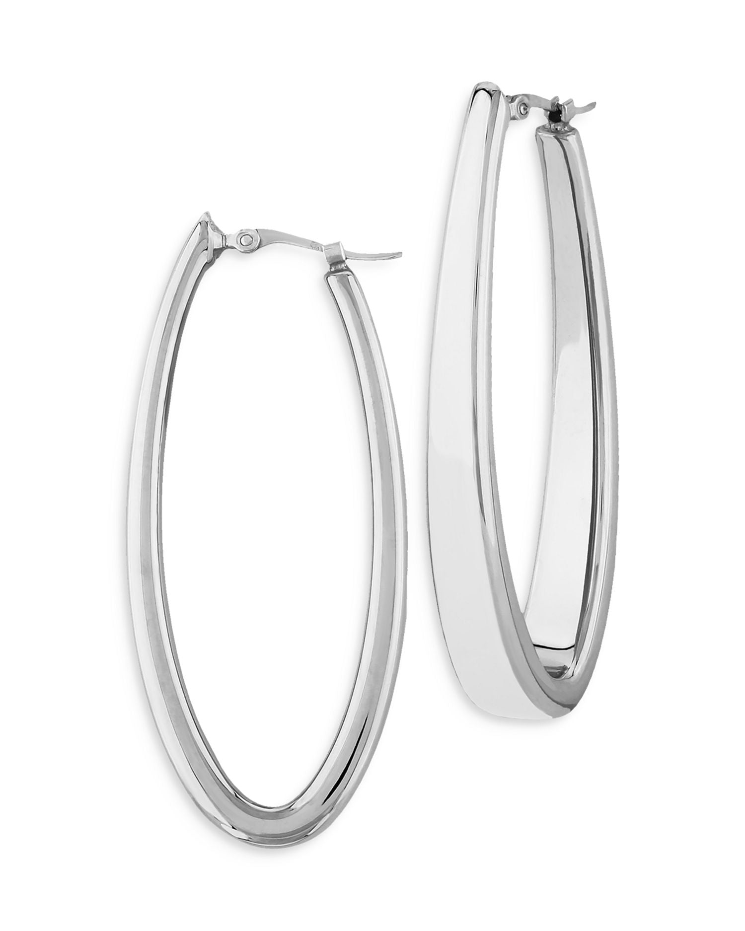 Large Oval Hoop Earrings in Sterling Silver - Exclusive