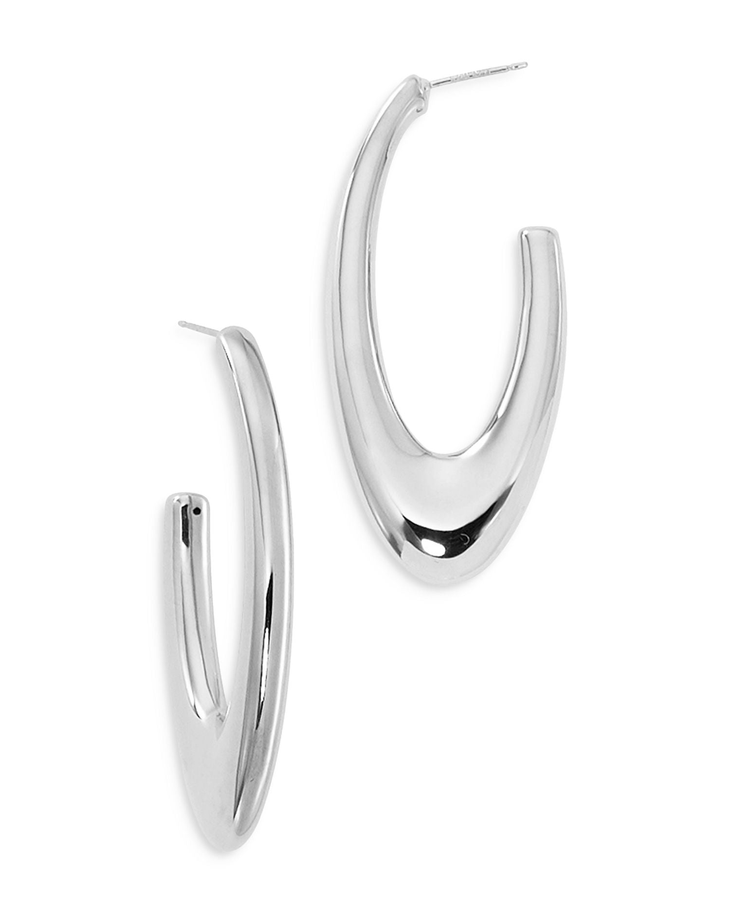 Large Oval Puff Hoop Earrings in Sterling Silver - Exclusive