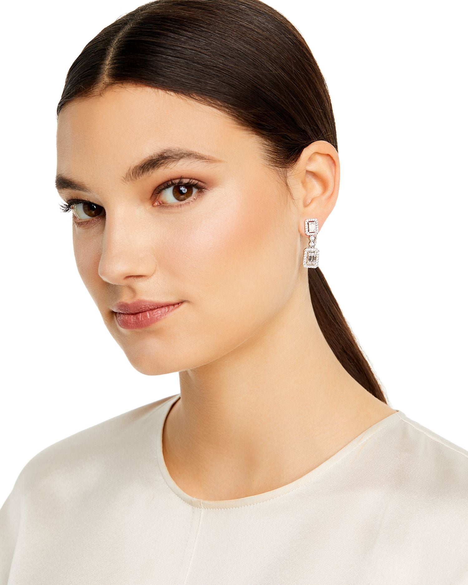 Diamond Mosaic Drop Earrings in 14K White Gold, 2.0 ct. t.w. - Exclusive