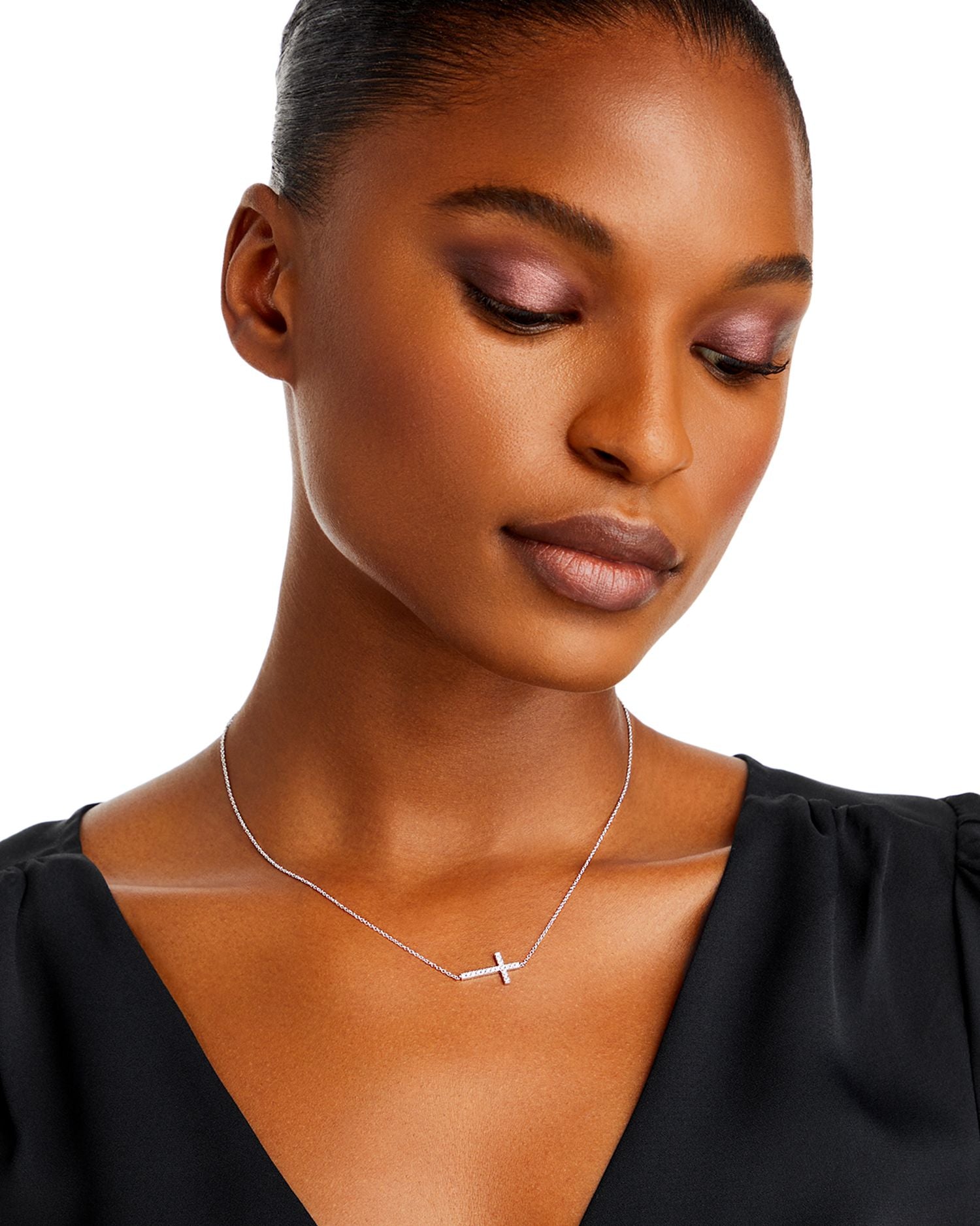 Diamond Cross Necklace in 14K White Gold, 0.15 ct. t.w. - Exclusive