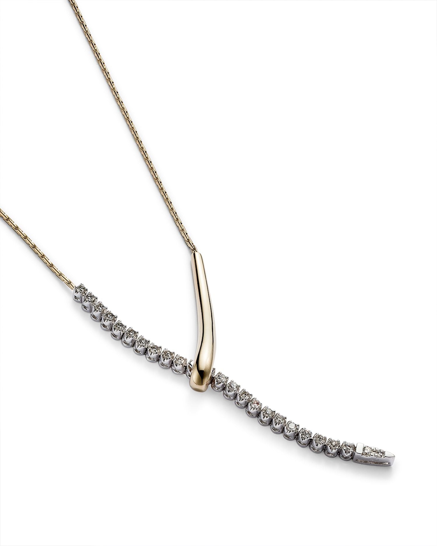 Diamond Y Necklace in 14K Yellow and White Gold, .50 ct. t.w. - Exclusive