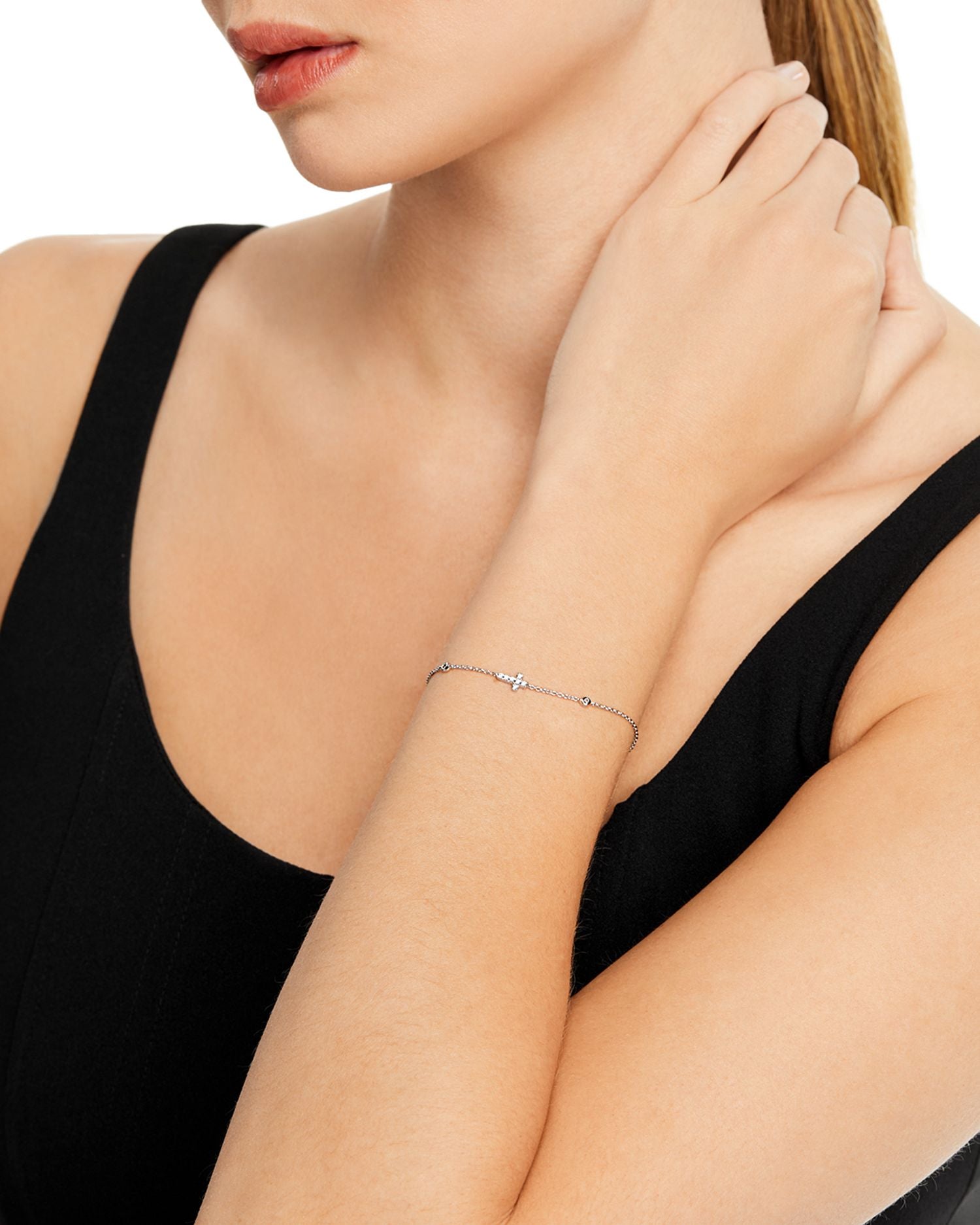 Diamond Cross Bracelet in 14K White Gold, .12 ct. t.w. - Exclusive