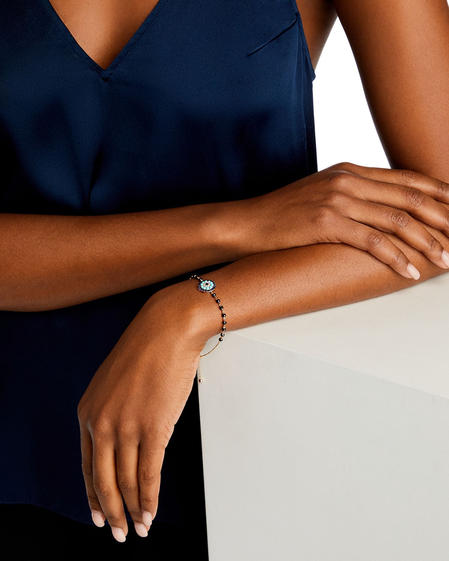 Diamond, Blue Sapphire & Turquoise Bracelet in 14K Yellow Gold - Exclusive