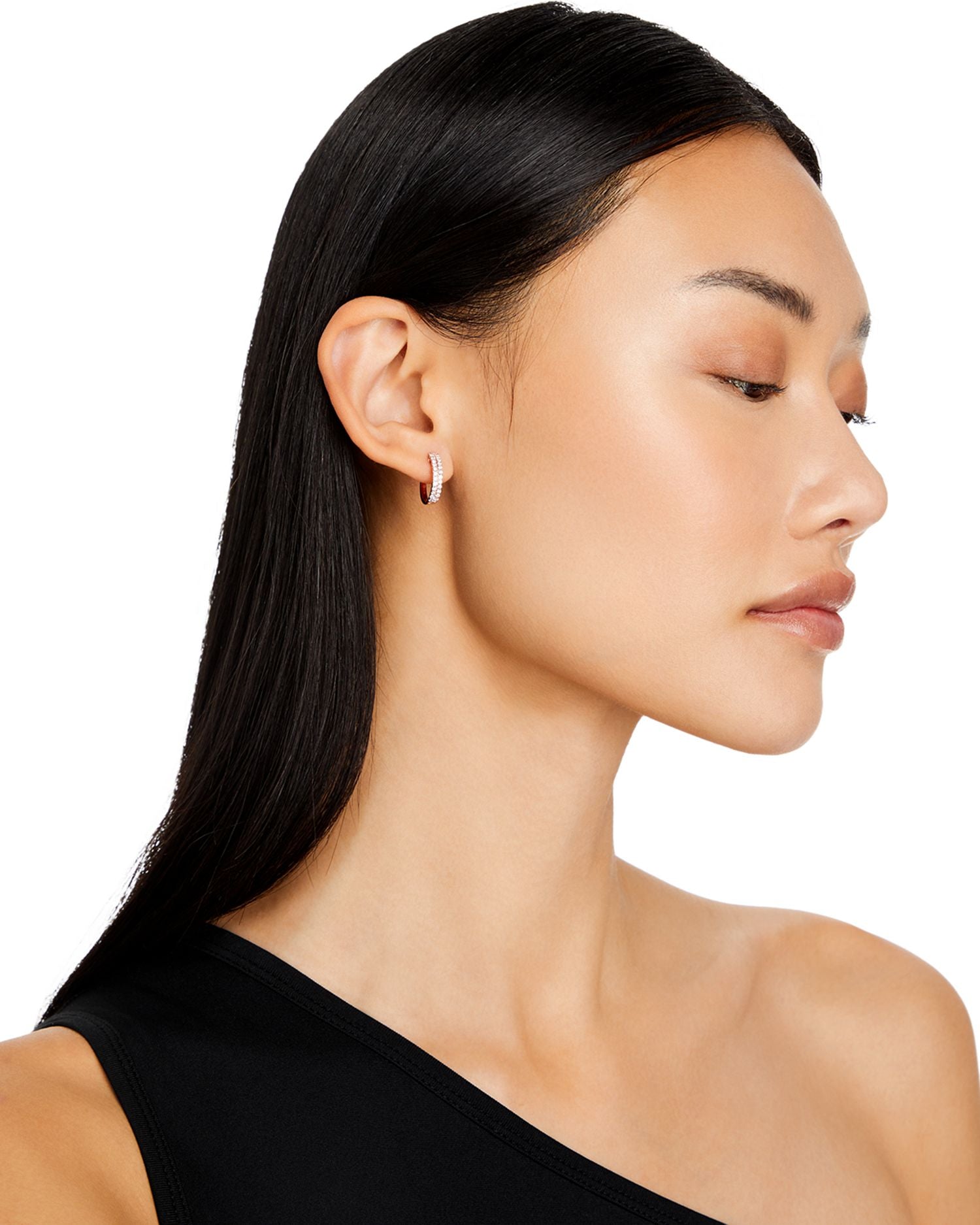 Diamond Double-Row Huggie Hoop Earrings in 14K Rose Gold, 0.50 ct. tw. - Exclusive