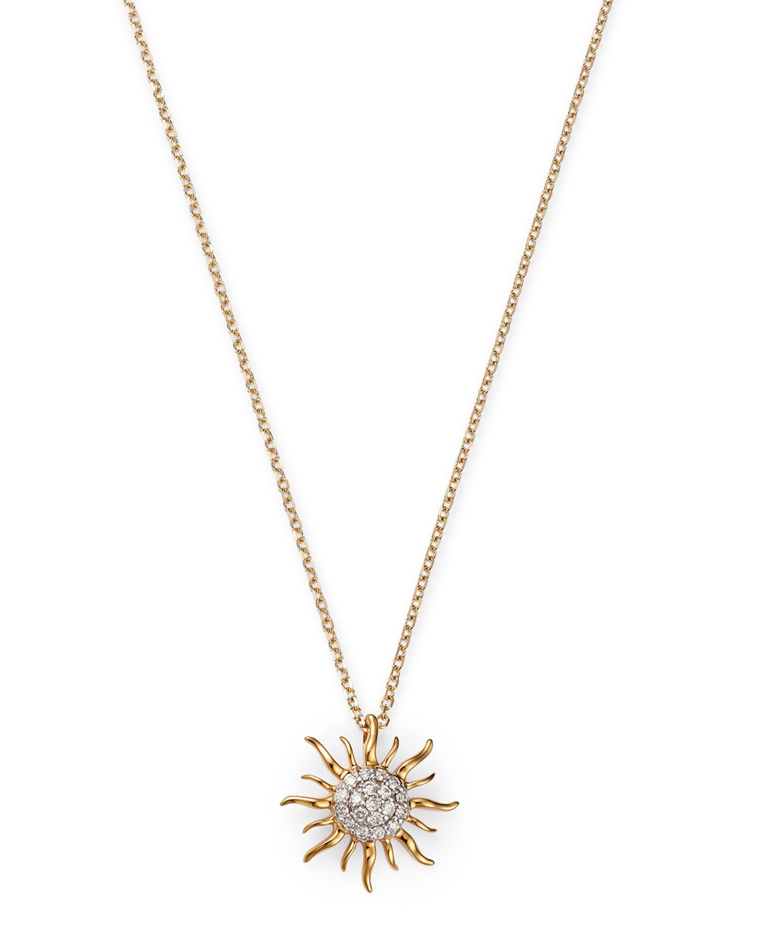 Diamond Sun Pendant Necklace in 14K Yellow Gold, .10 ct. t.w. - Exclusive