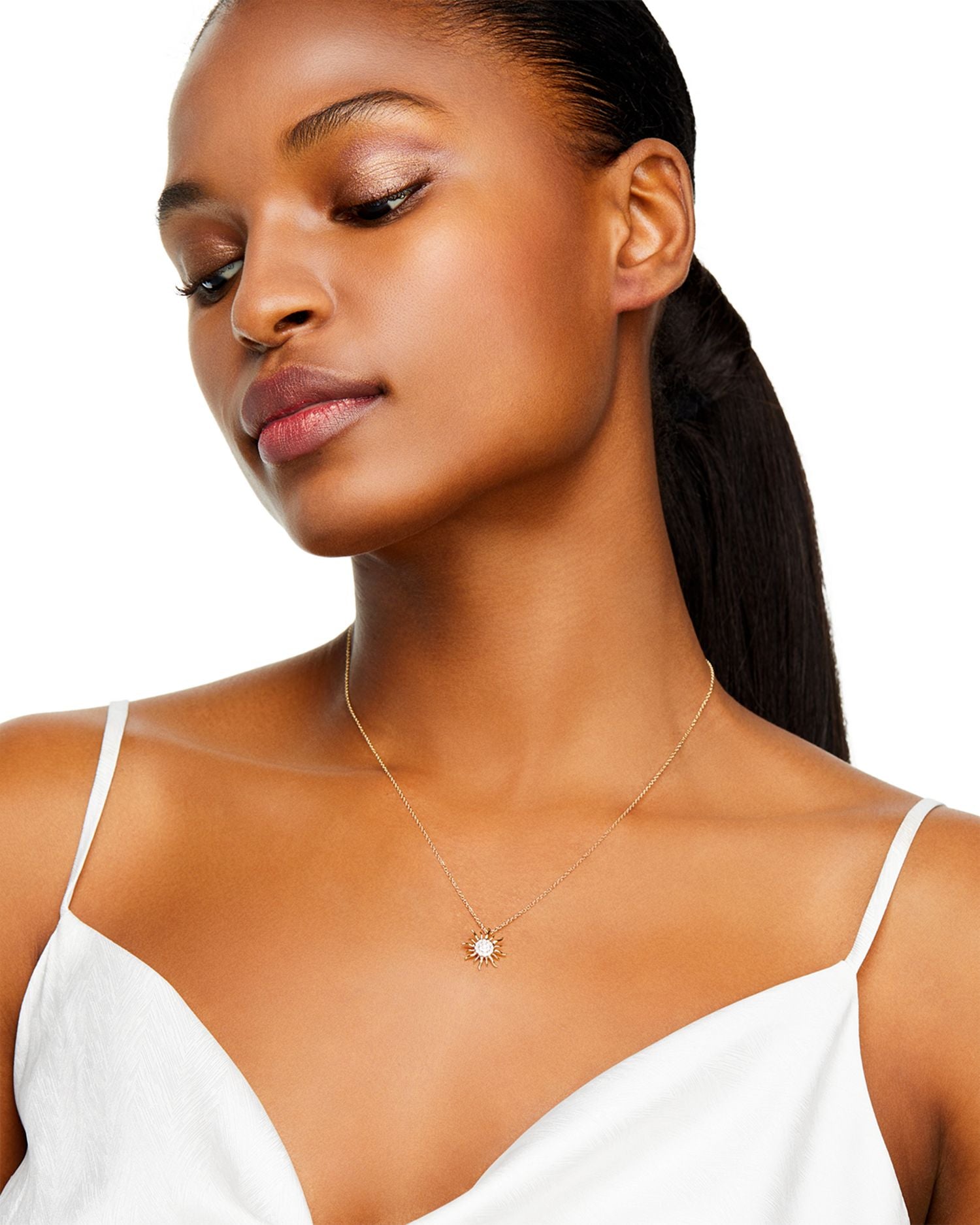 Diamond Sun Pendant Necklace in 14K Yellow Gold, .10 ct. t.w. - Exclusive