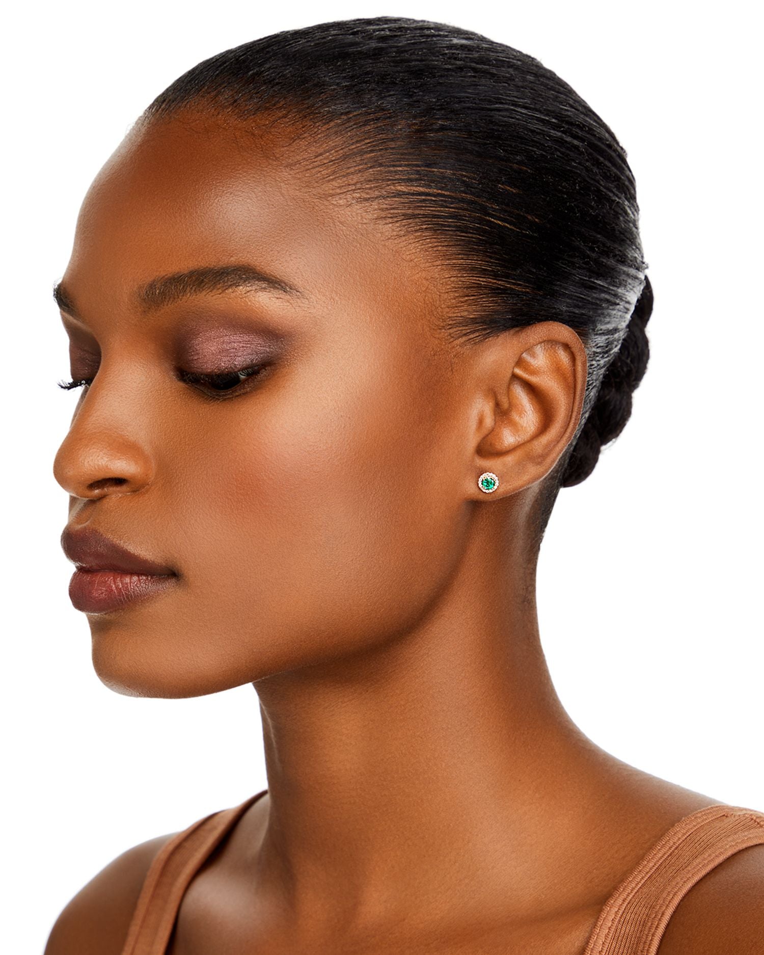 Emerald and Diamond Stud Earrings in 14K Yellow Gold, 0.13 ct. t.w. - Exclusive