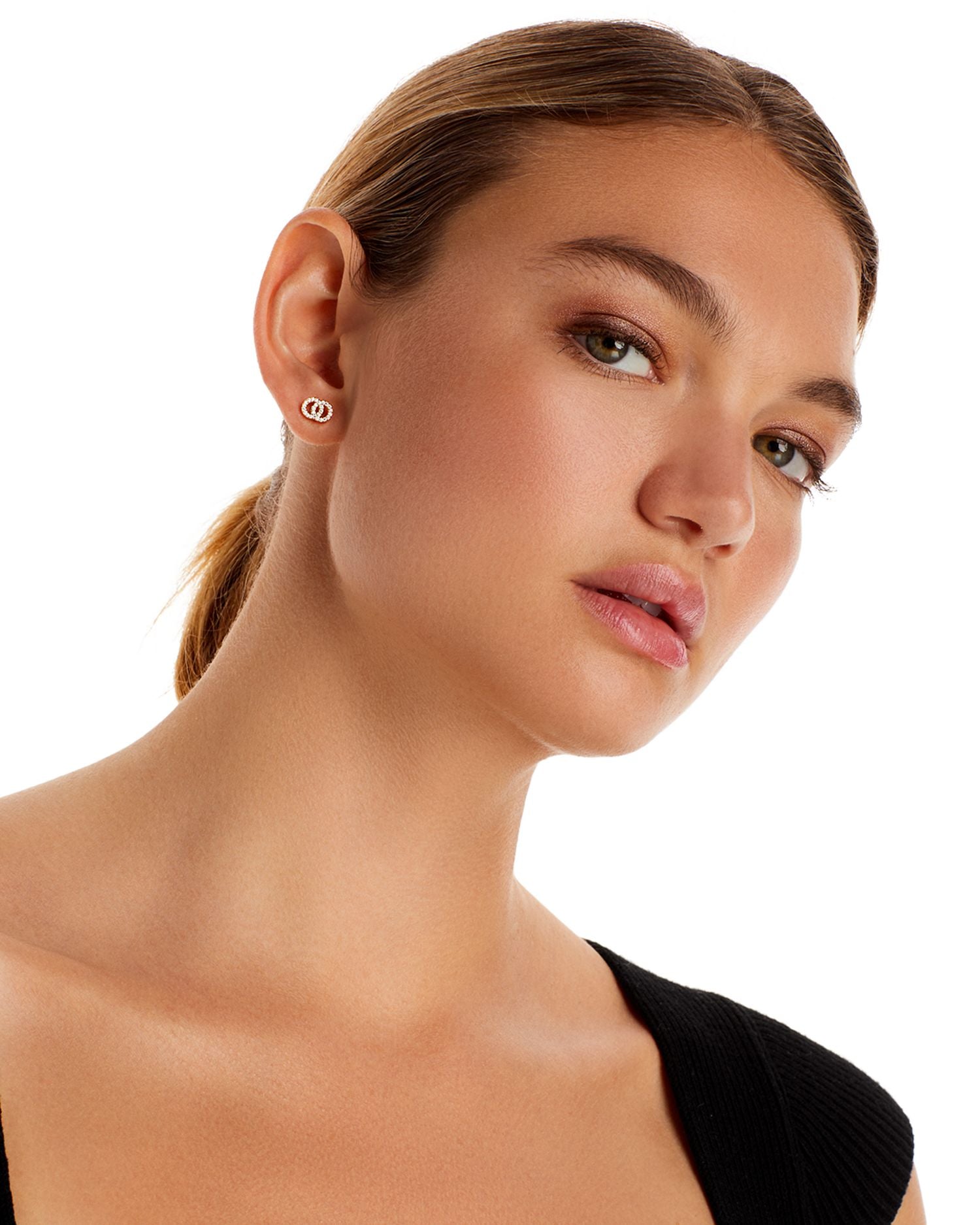 18K Yellow Gold Double O Diamond Stud Earrings - 150th Anniversary Exclusive