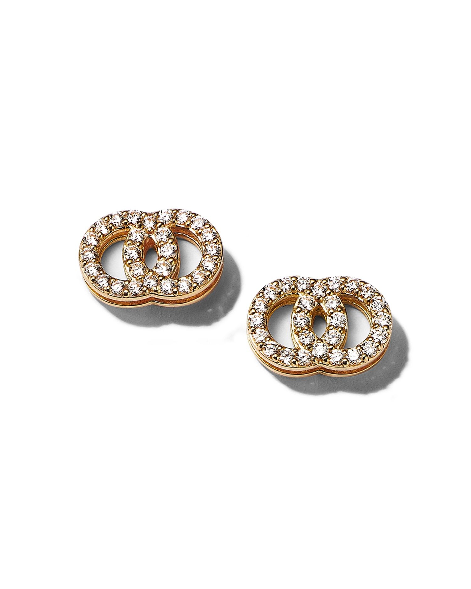 18K Yellow Gold Double O Diamond Stud Earrings - 150th Anniversary Exclusive
