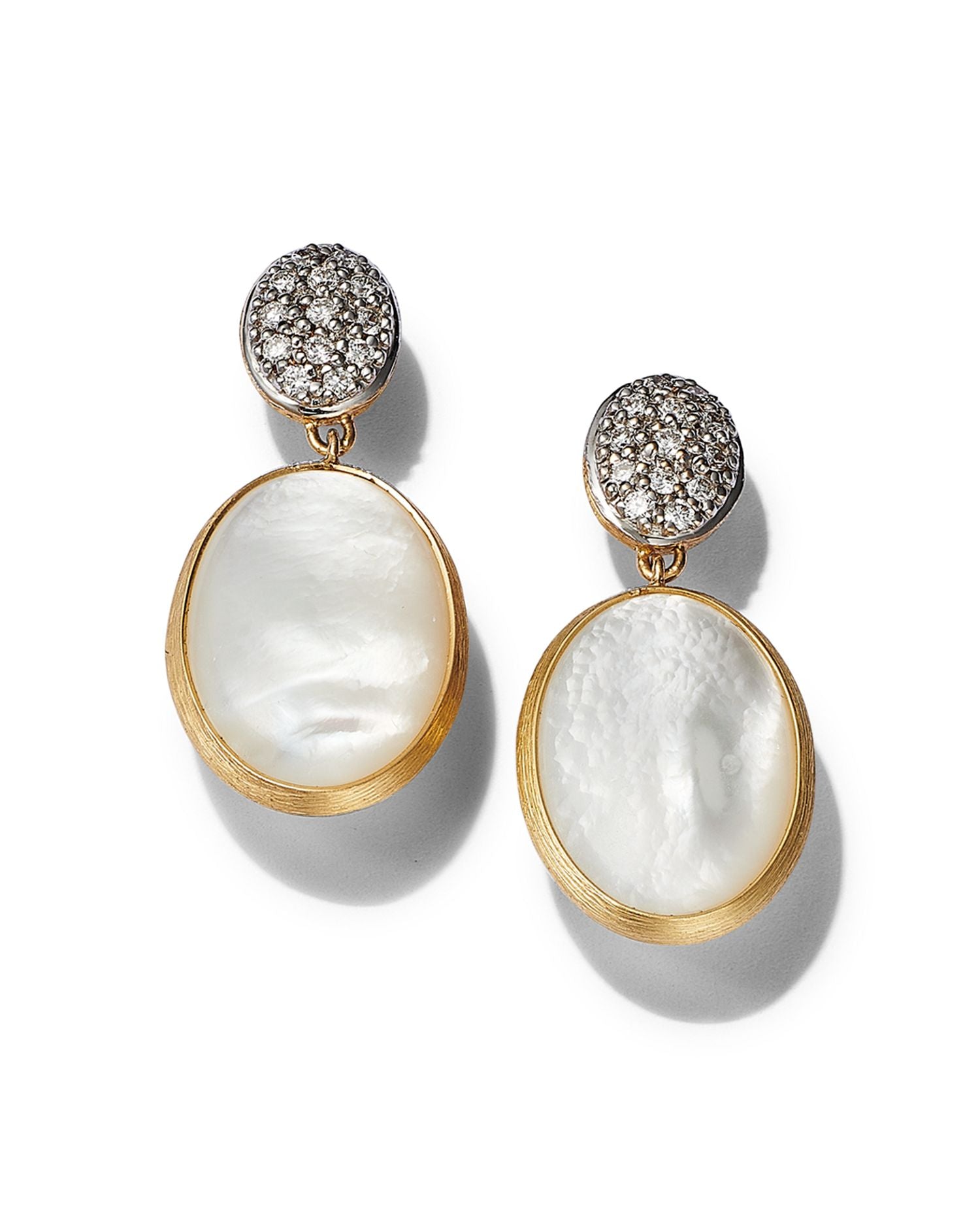 18K Two Tone Gold Siviglia Pavé Diamond & Mother Of Pearl Drop Earrings - 150th Anniversary Exclusive