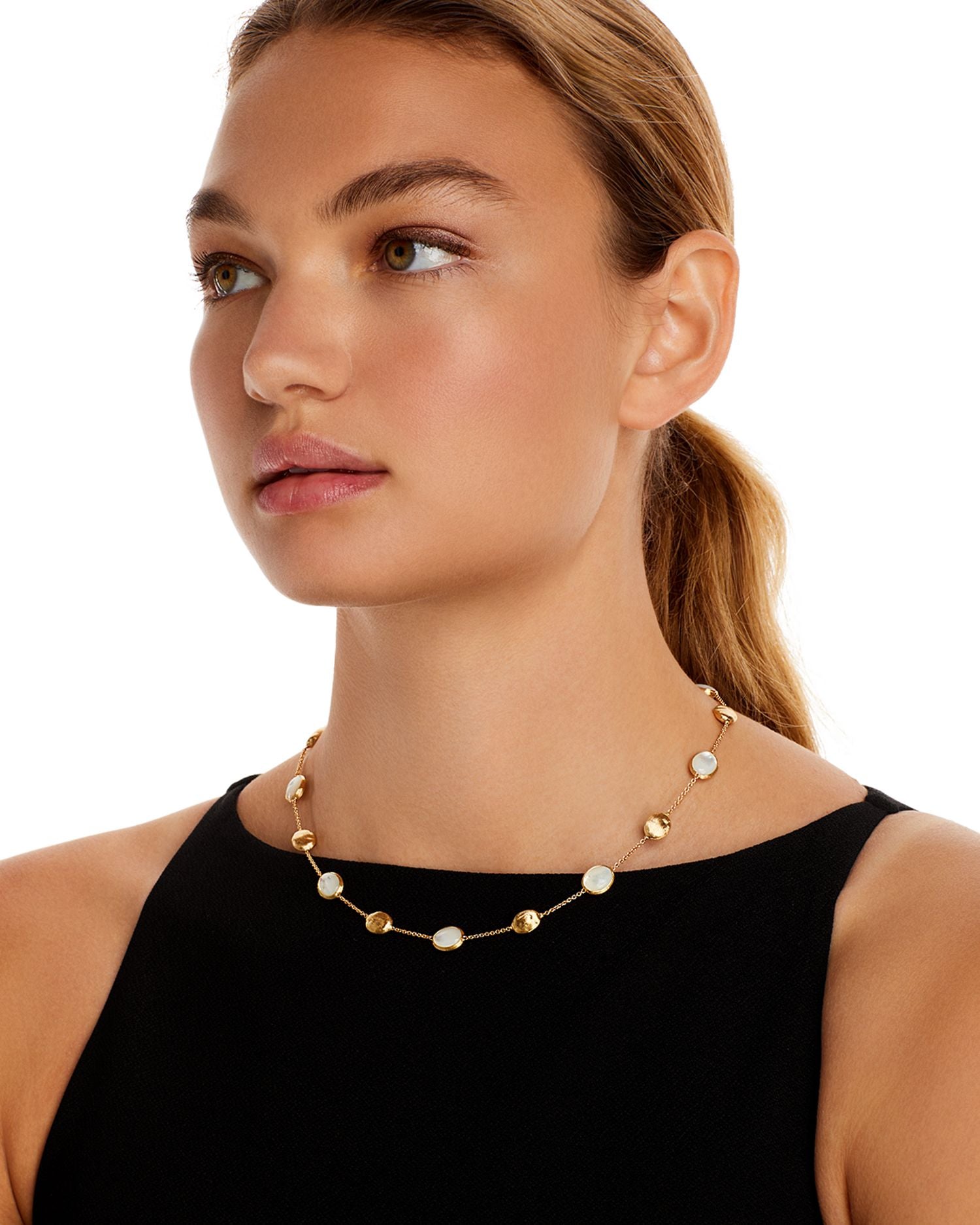 18K Yellow Gold Siviglia Mother Of Pearl Beaded Station Necklace, 16.5" - 150th Anniversary Exclusive