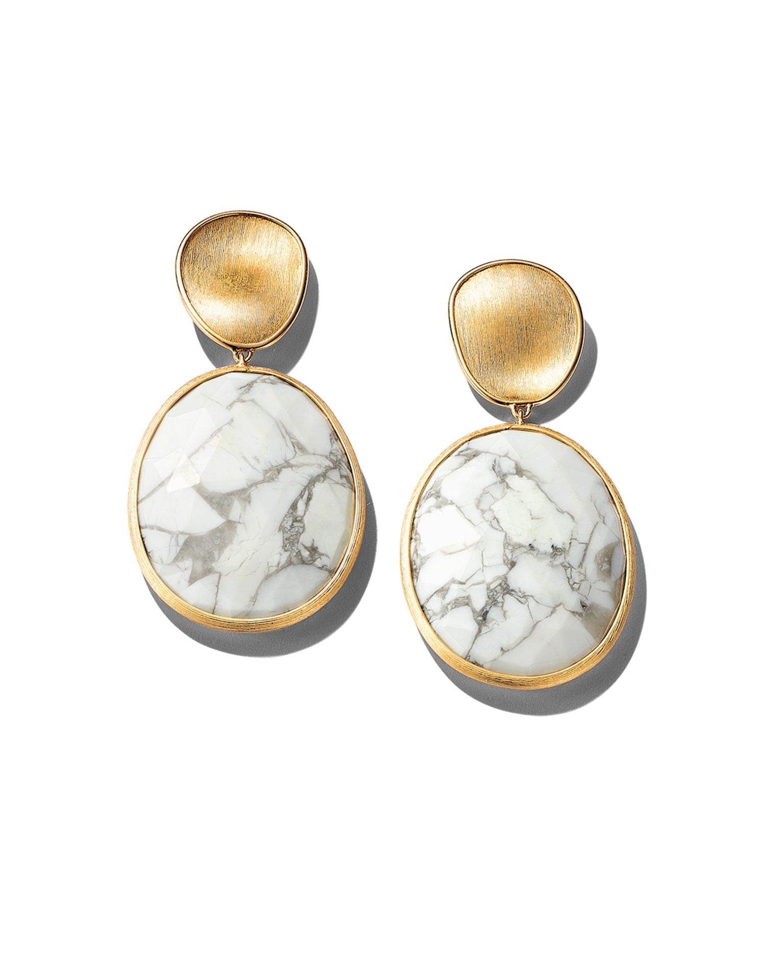 18K Yellow Gold Lunaria Howlite Drop Earrings - 150th Anniversary Exclusive