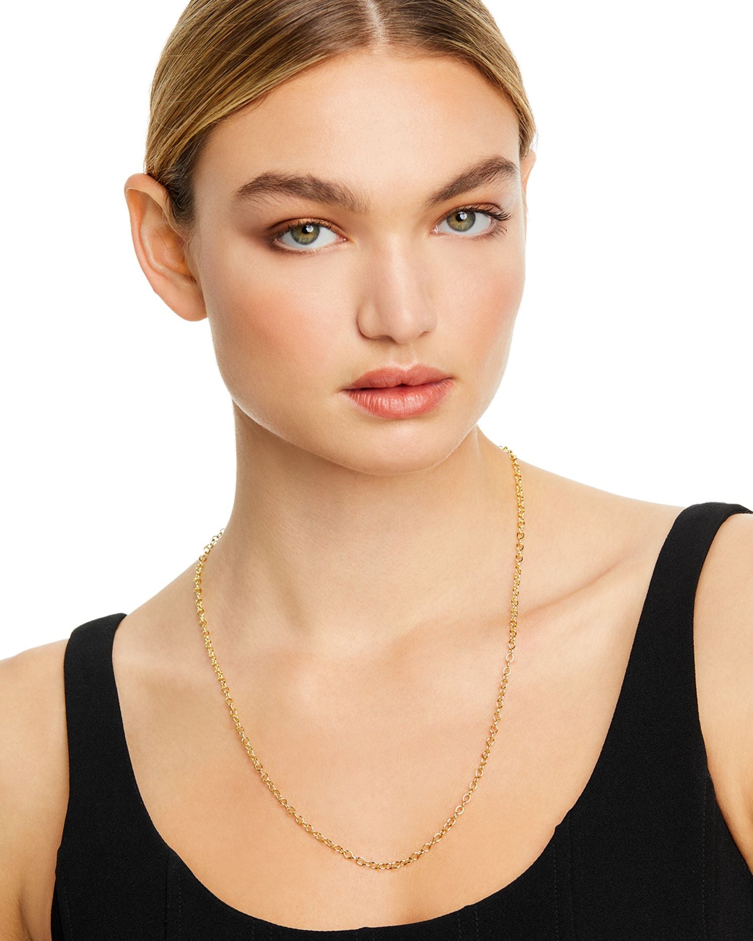 18K Yellow Gold Oval Link Chain Necklace, 24'