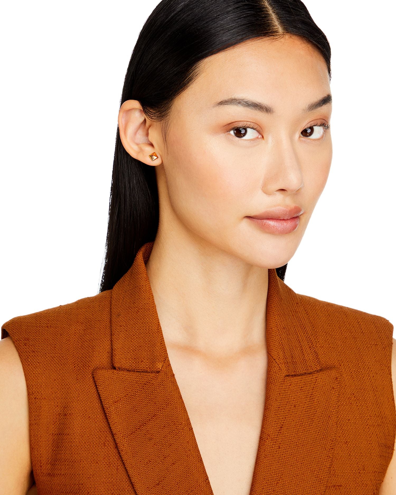 14K Yellow Gold Small Pyramid Post Earrings - Exclusive