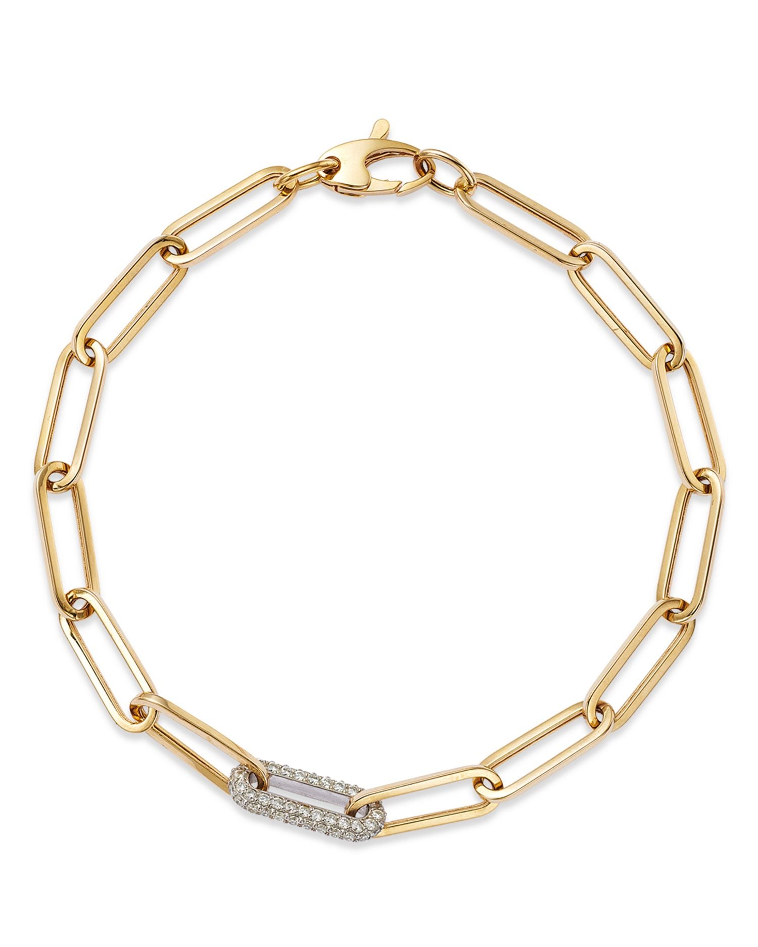 Diamond Paperclip Bracelet in 14K White & Yellow Gold, 0.60 ct. t.w. - Exclusive