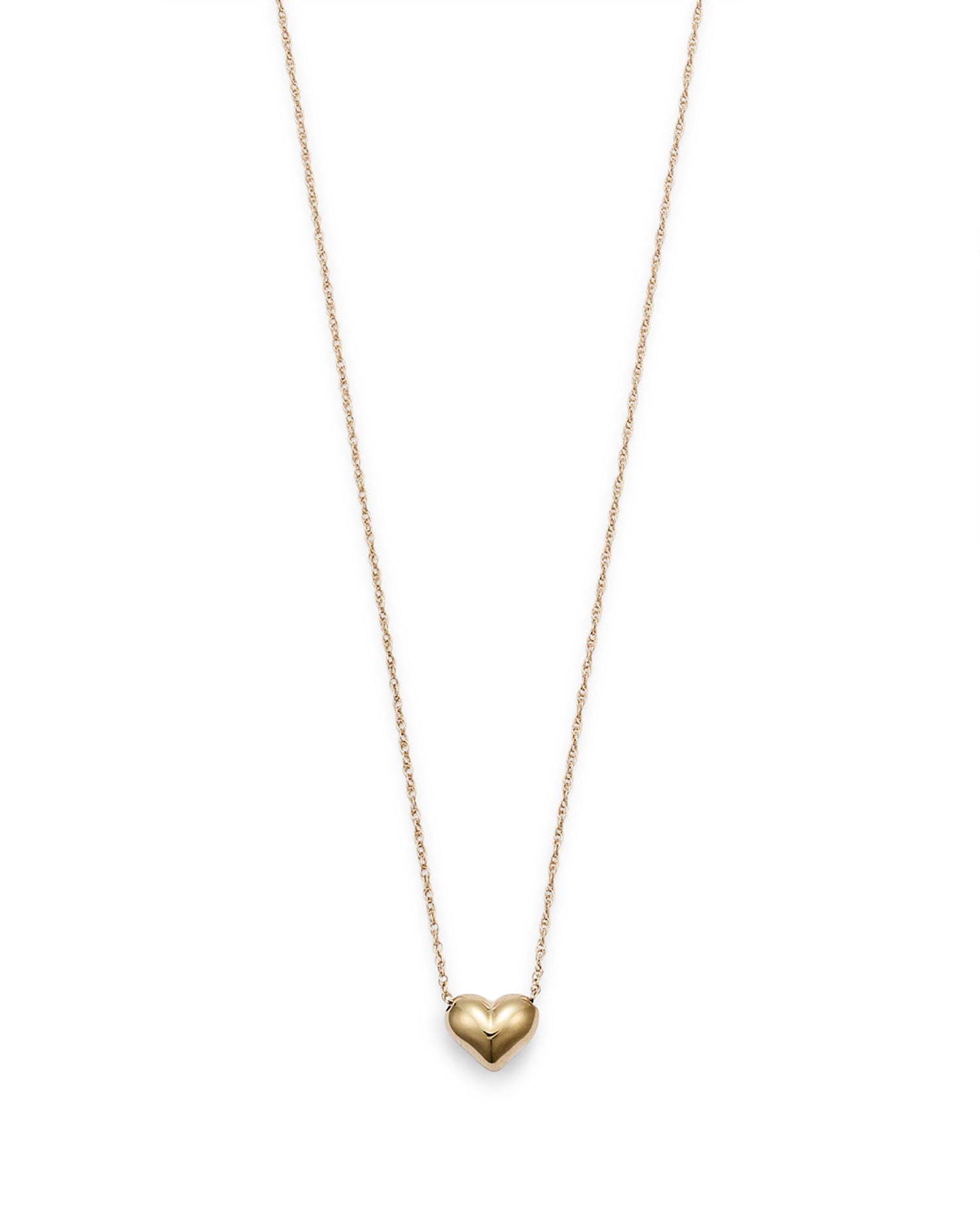 Puffed Heart Necklace in 14K Yellow Gold, 18' - Exclusive