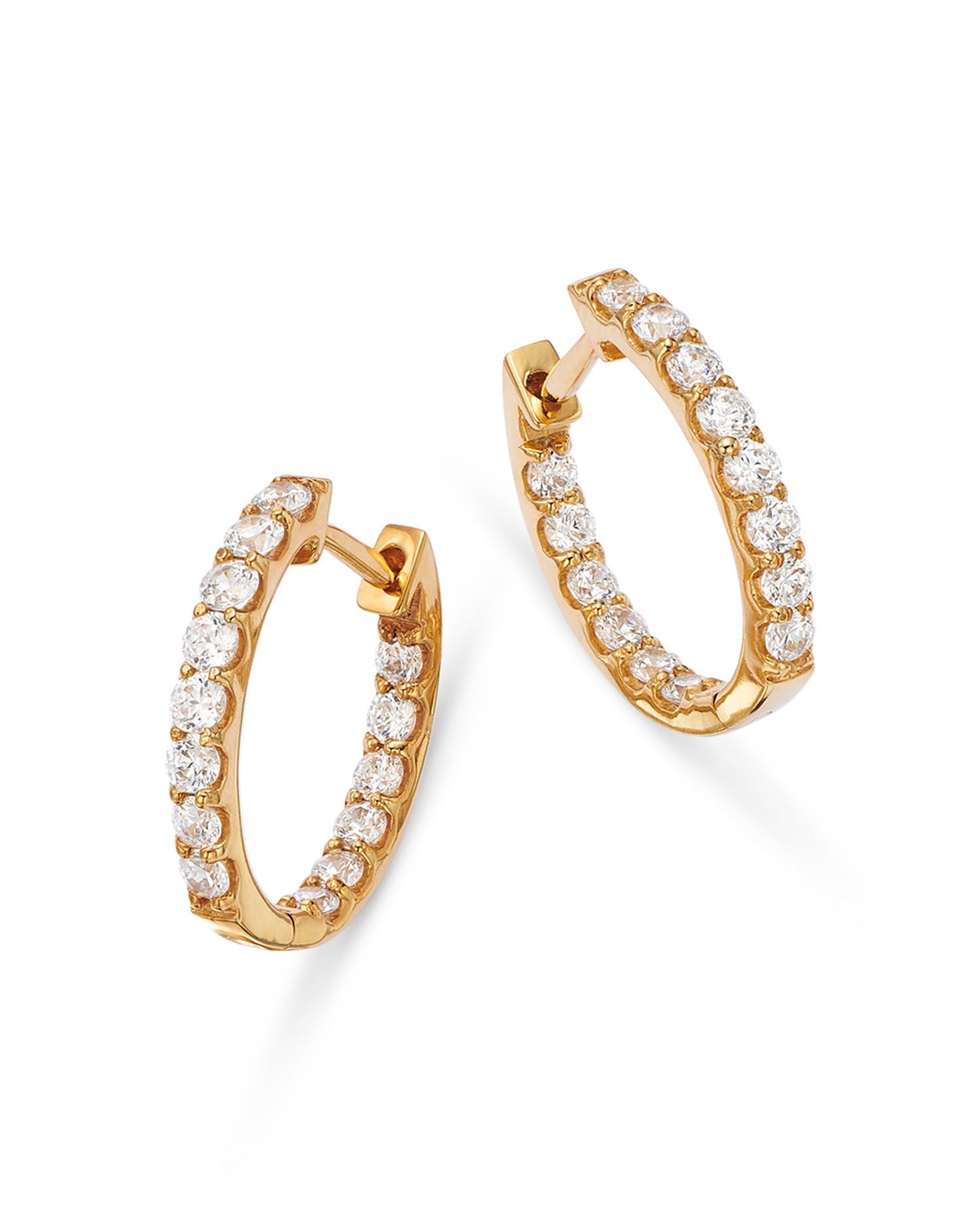 Diamond Oval Inside Out Hoop Earrings in 14K Yellow Gold, 1.50 ct. t.w. - Exclusive