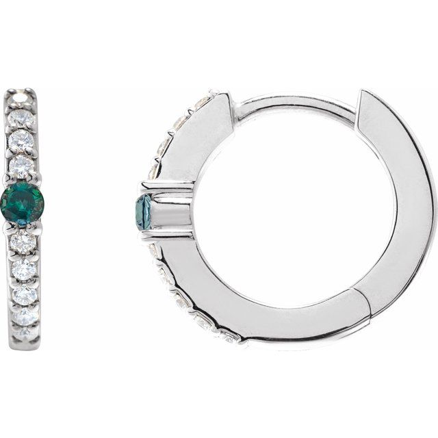 1.8Ct Lab-grown and Natural Diamond Hoop Studs in 14K White Gold