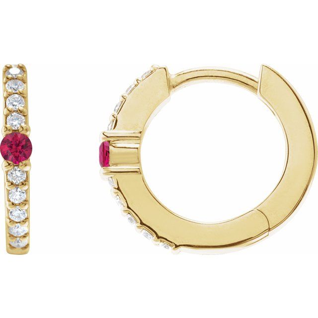 1.8Ct Lab-grown and Natural Diamond Hoop Studs in 14K Yellow Gold