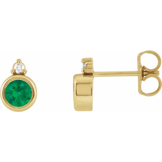 0.3Ct Emerald-Cut Lab-grown and Natural Diamond Earrings in 14K Yellow Gold