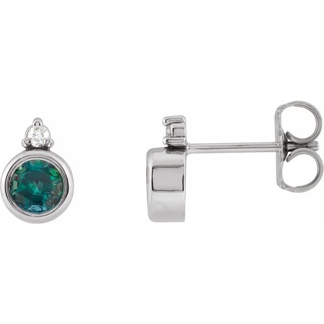 0.03Ct Round-Cut Lab-grown and Natural Diamond Earrings in 14K White Gold