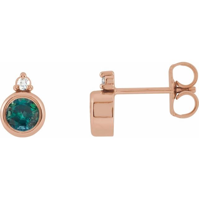 0.03Ct Round-Cut Lab-grown and Natural Diamond Earrings in 14K White Gold