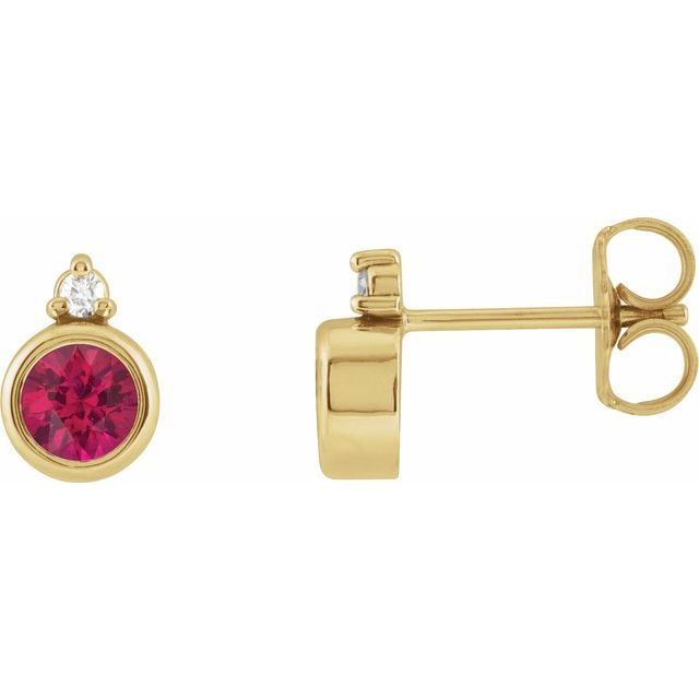 0.03Ct Round-Cut Lab-grown and Natural Diamond Earrings in 14K Rose Gold
