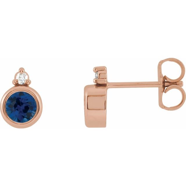 0.03Ct Round-Cut Lab-grown and Natural Diamond Earrings in 14K Rose Gold