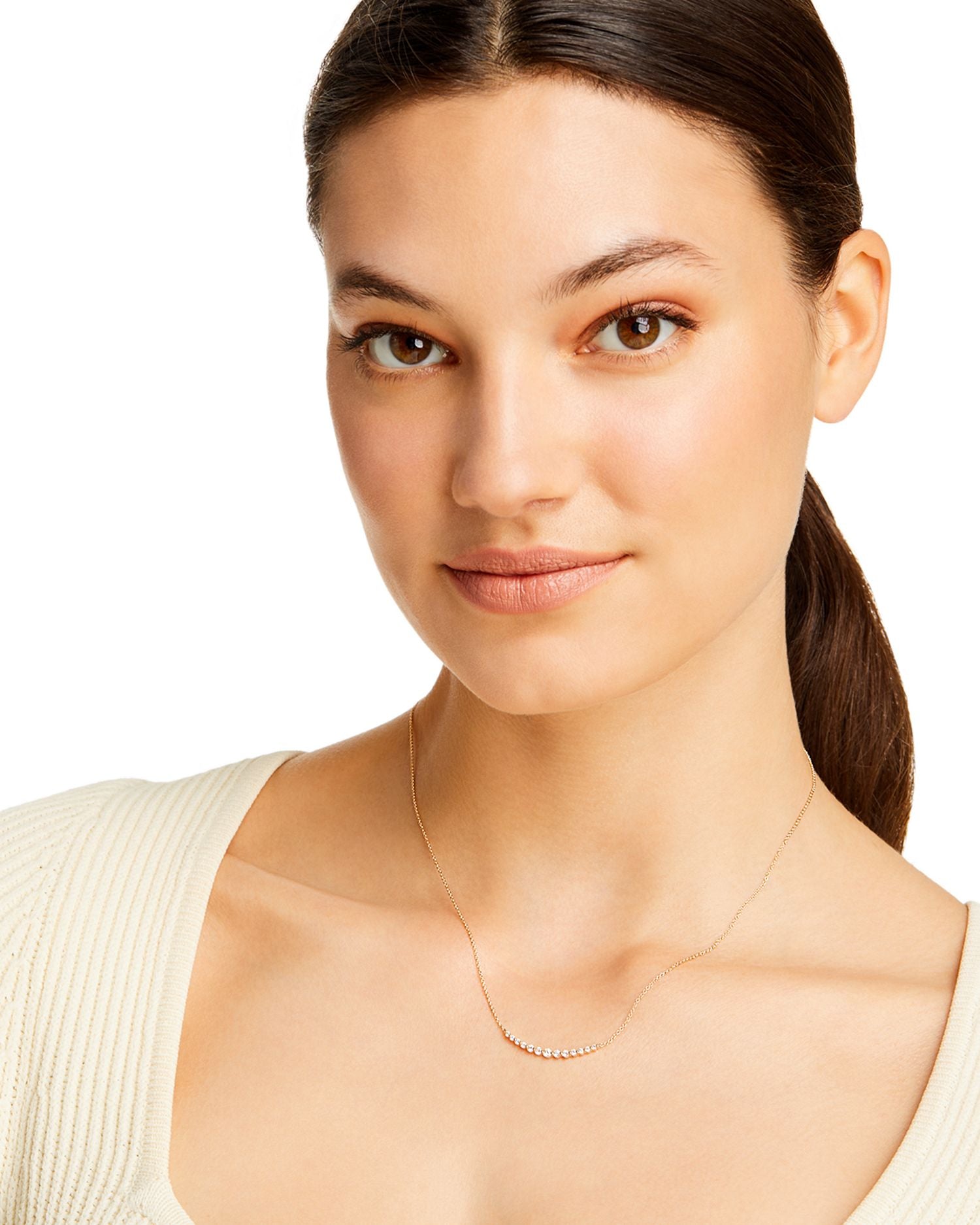 Diamond Curved Bar Necklace in 14K Yellow Gold, 0.30 ct. t.w. - Exclusive