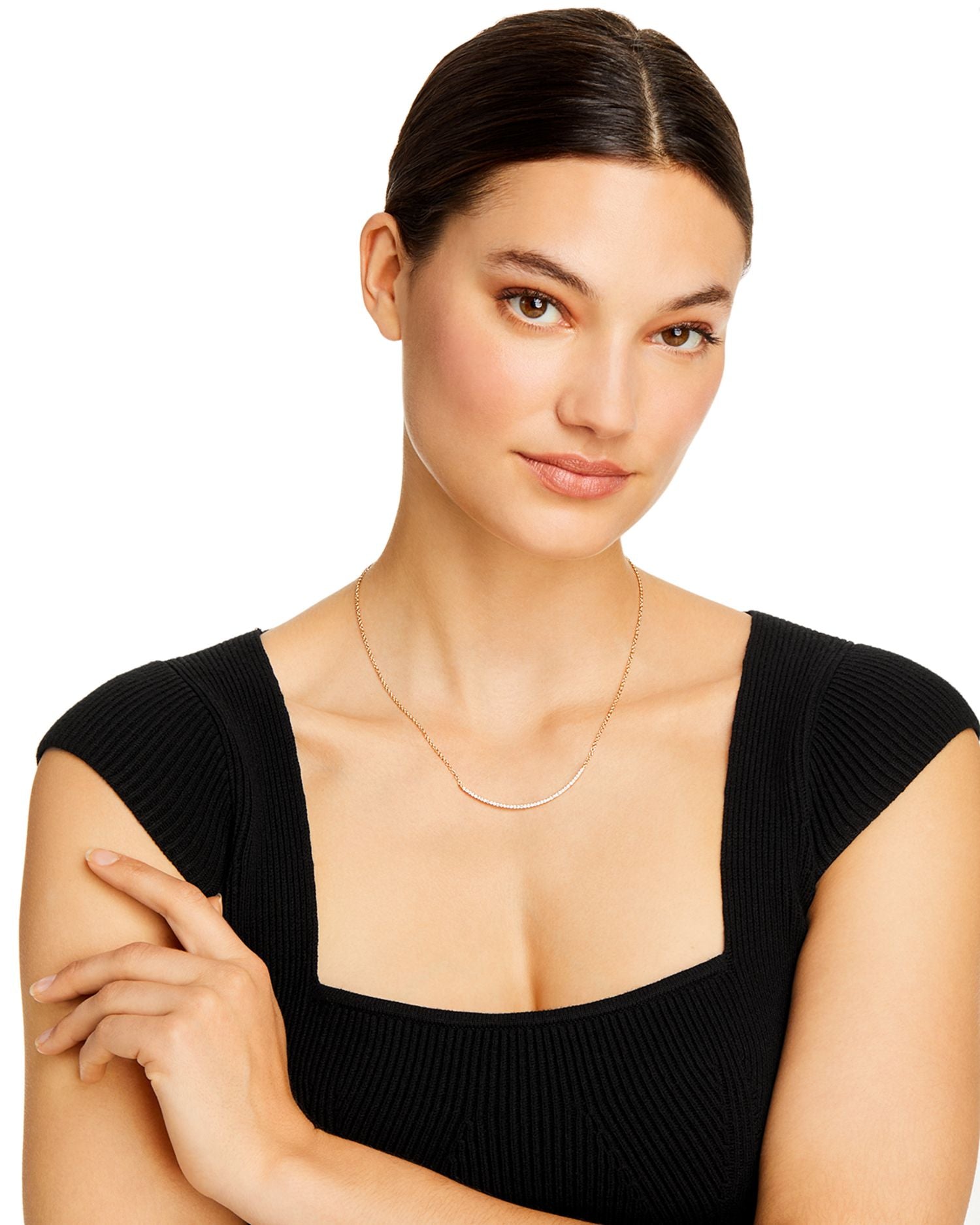 Diamond Curved Bar Necklace in 14K Yellow Gold, 0.50 ct. t.w. - Exclusive