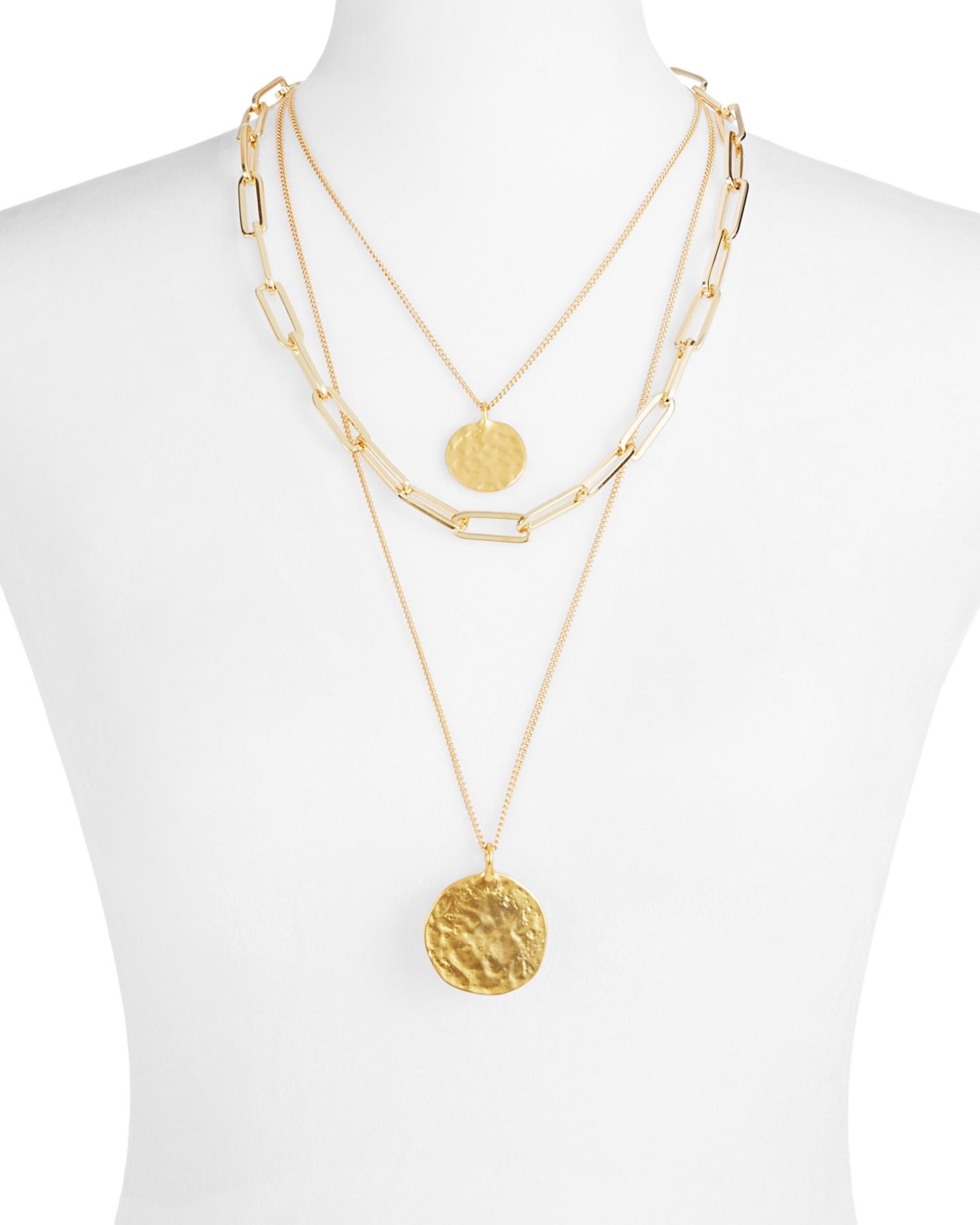 Multi Strand Coin Pendant Necklace, 26'
