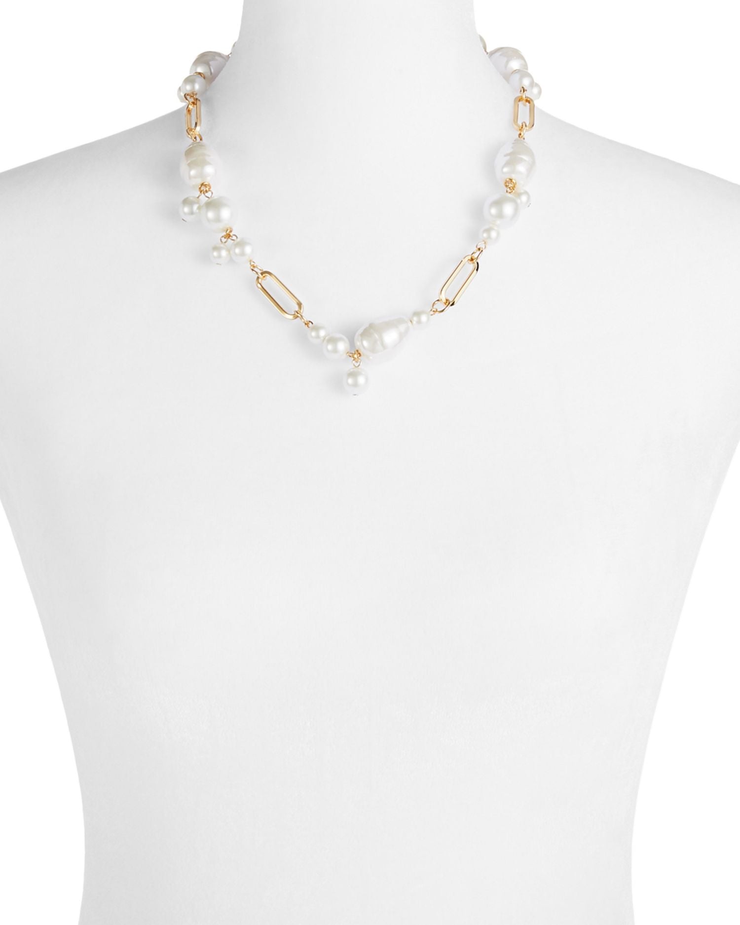 Imitation Pearl Cluster Statement Necklace, 18"