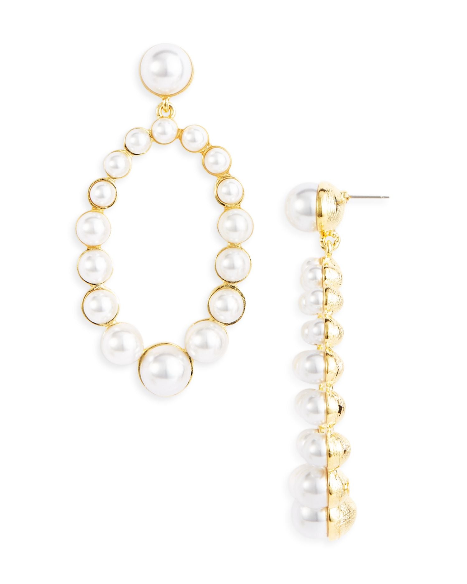Imitation Pearl Oval Drop Earrings