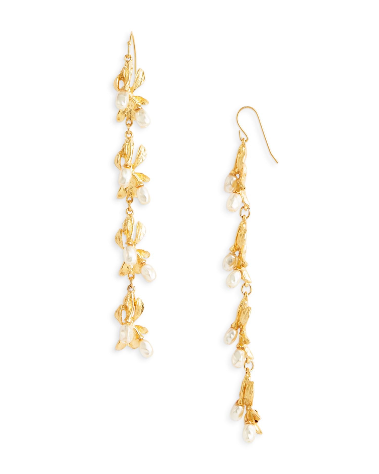 Imitation Pearl Flower Linear Earrings