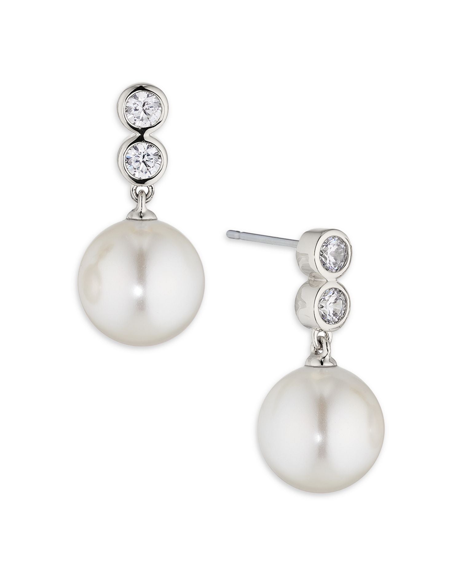 Cubic Zirconia & Nacre Pearl Drop Earrings