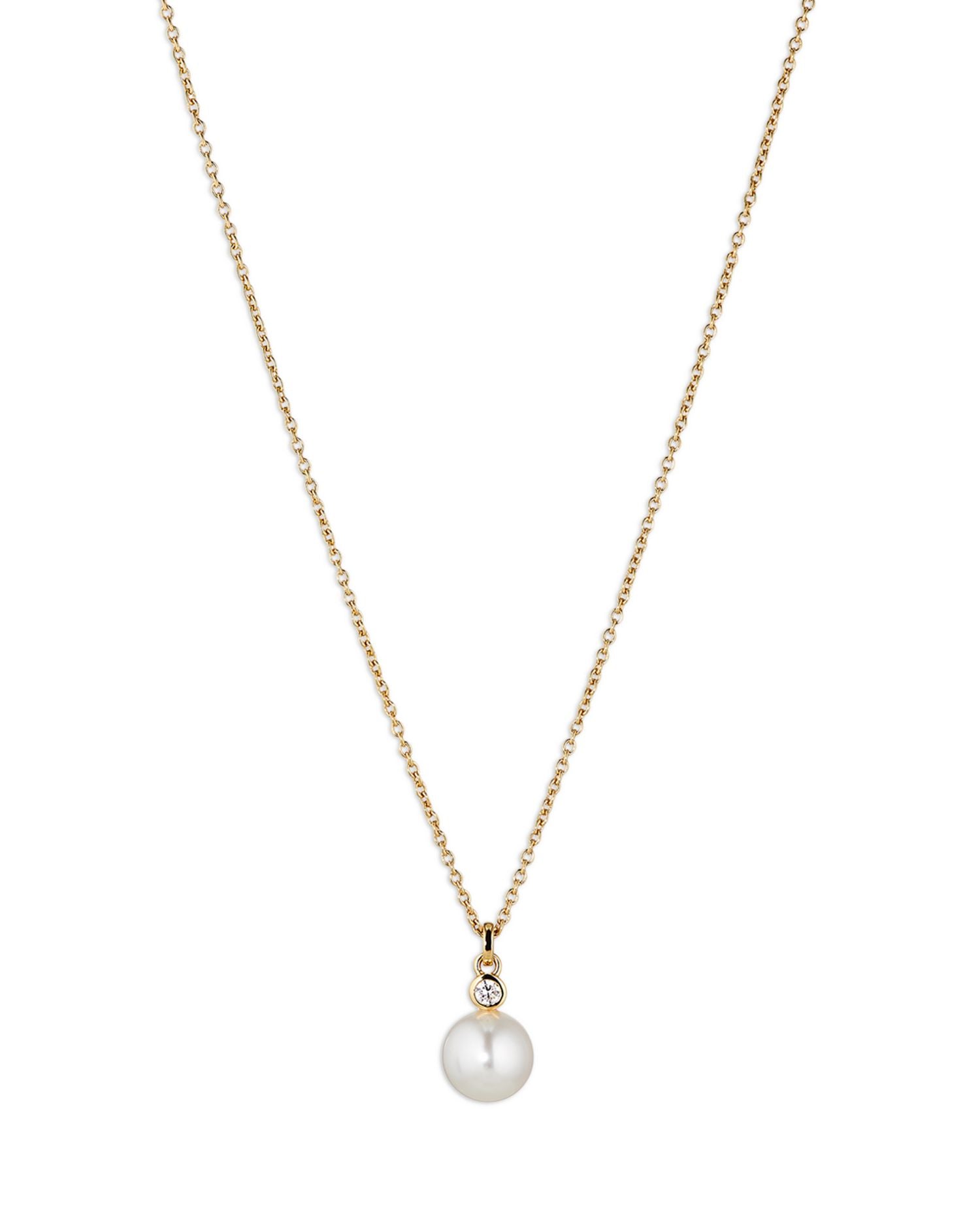 Cubic Zirconia & Nacre Pearl Pendant Necklace, 16'-18'