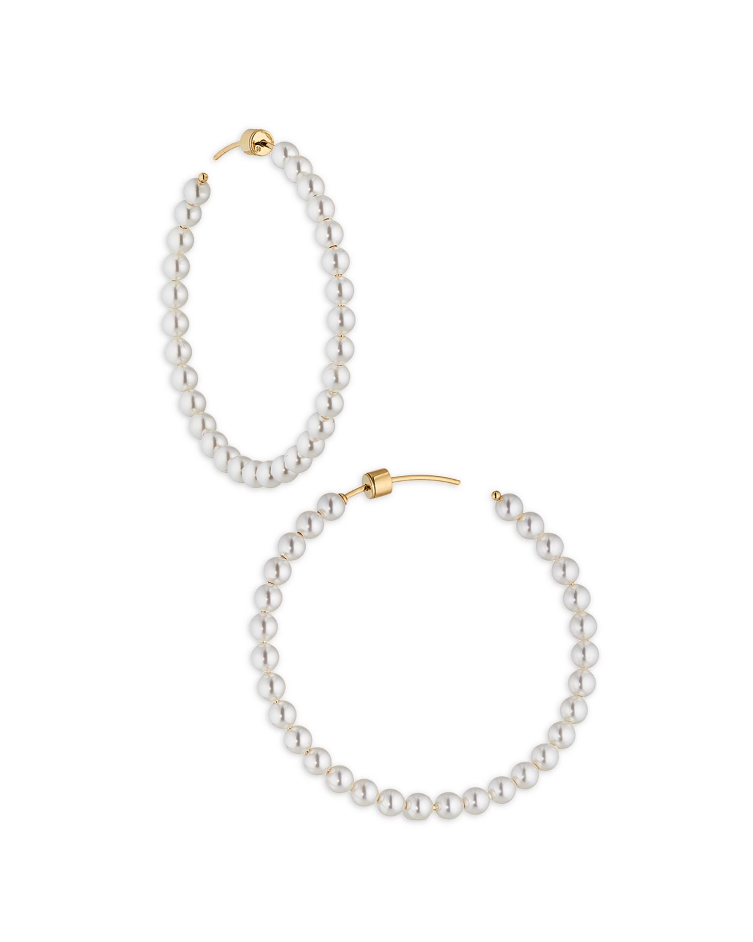 Nacre Pearl Beaded Hoop Earrings in 18K Gold Plated