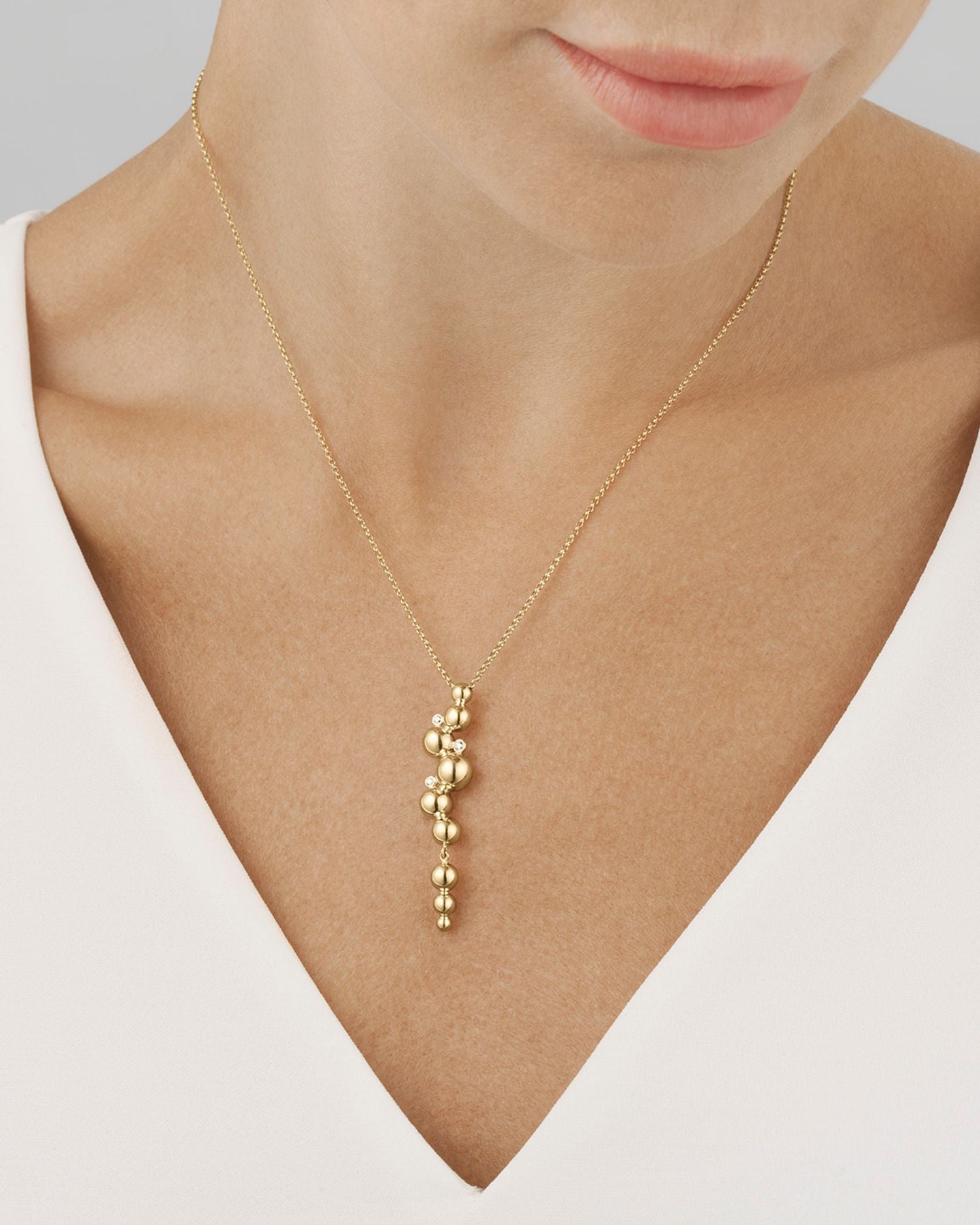 18K Yellow Gold Moonlight Grapes Ball Cluster Pendant Necklace, 17.72'