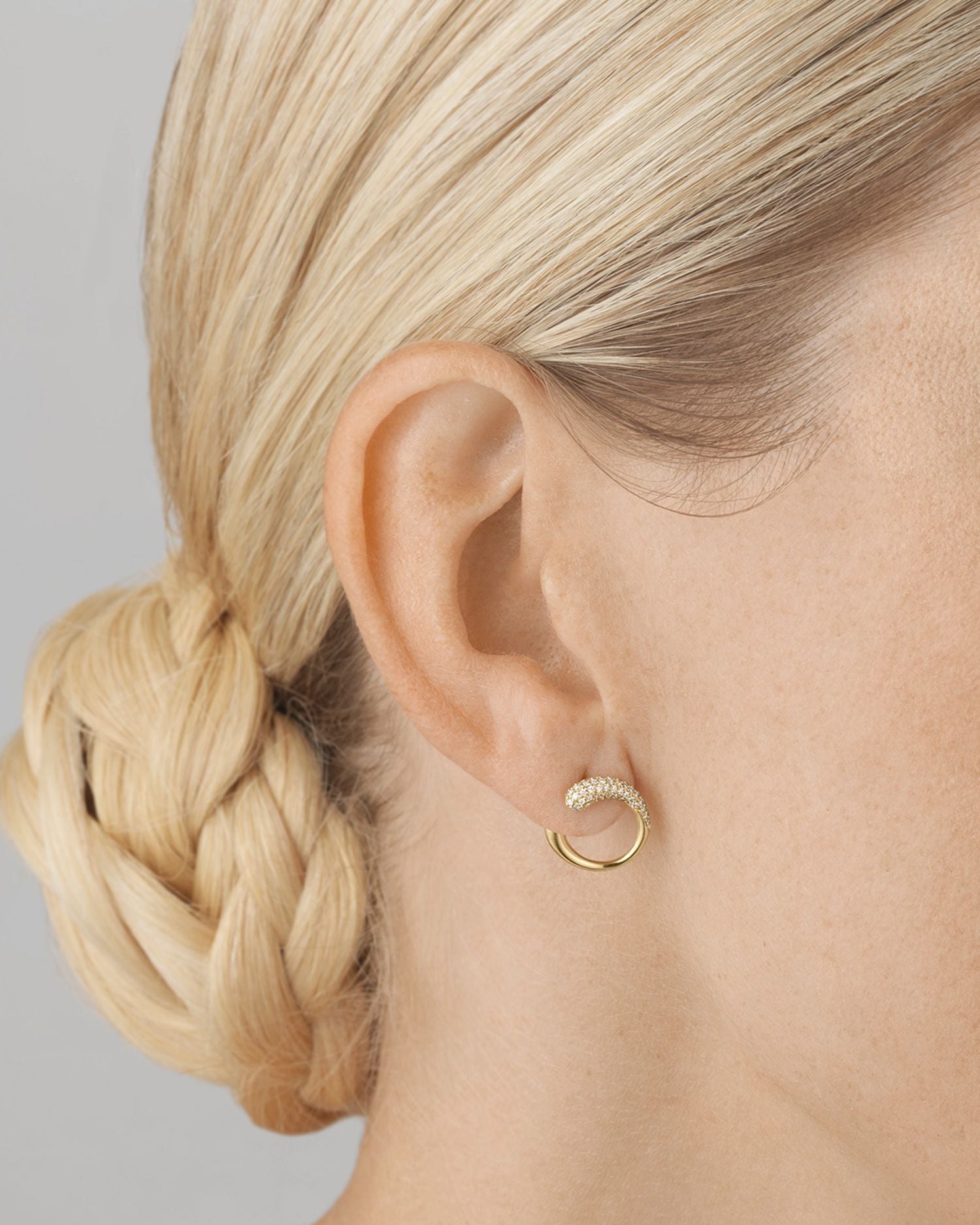 18K Yellow Gold Pavé Diamond Mercy Stud Earrings