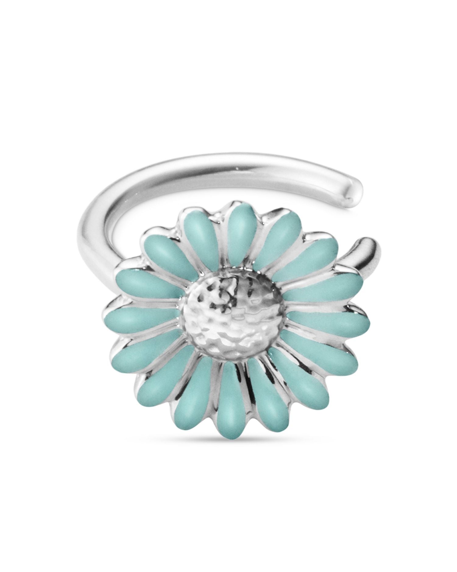 Sterling Silver Daisy Enamel Flower Small Ear Cuff