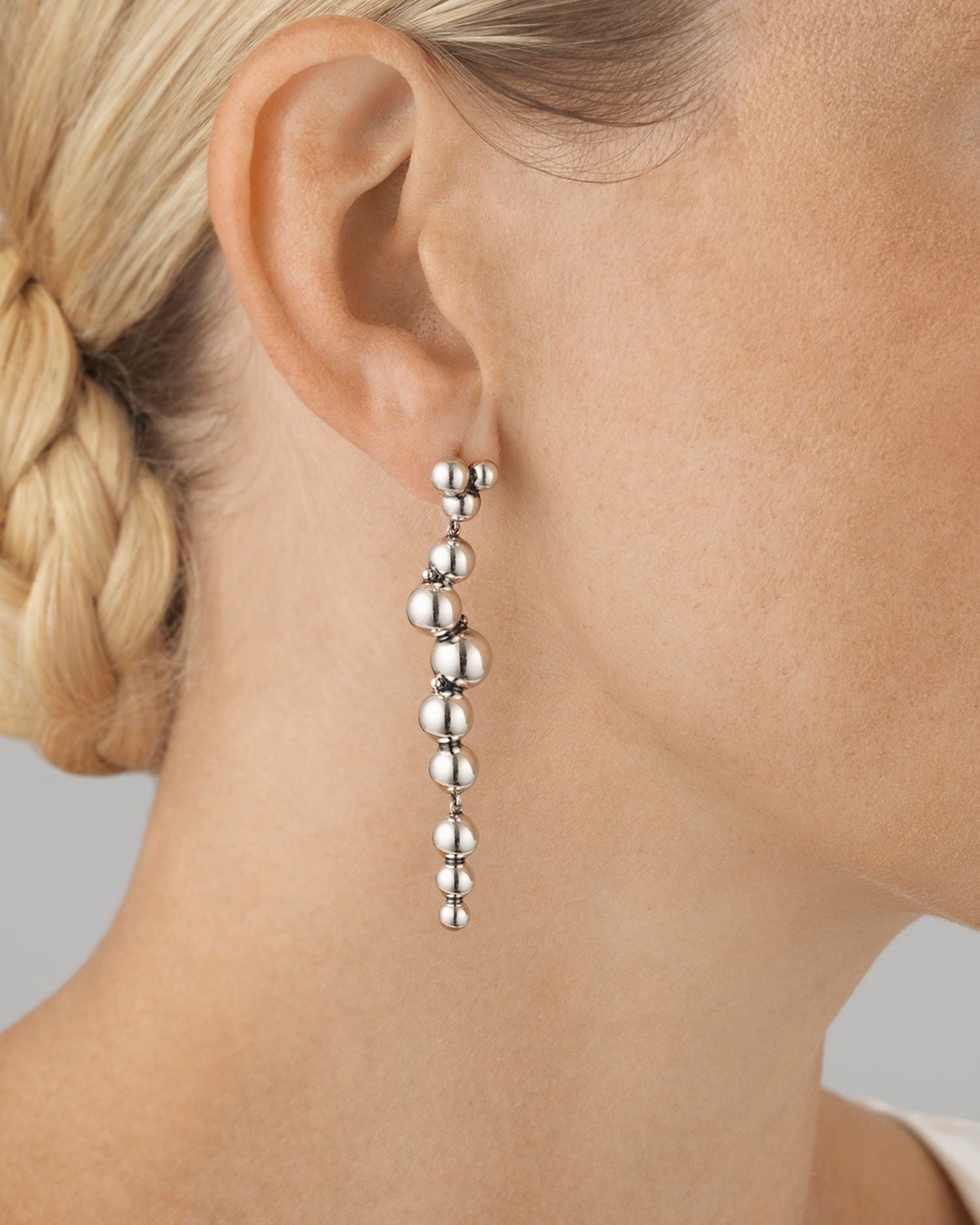 Sterling Silver Moonlight Grapes Ball Cluster Drop Earrings