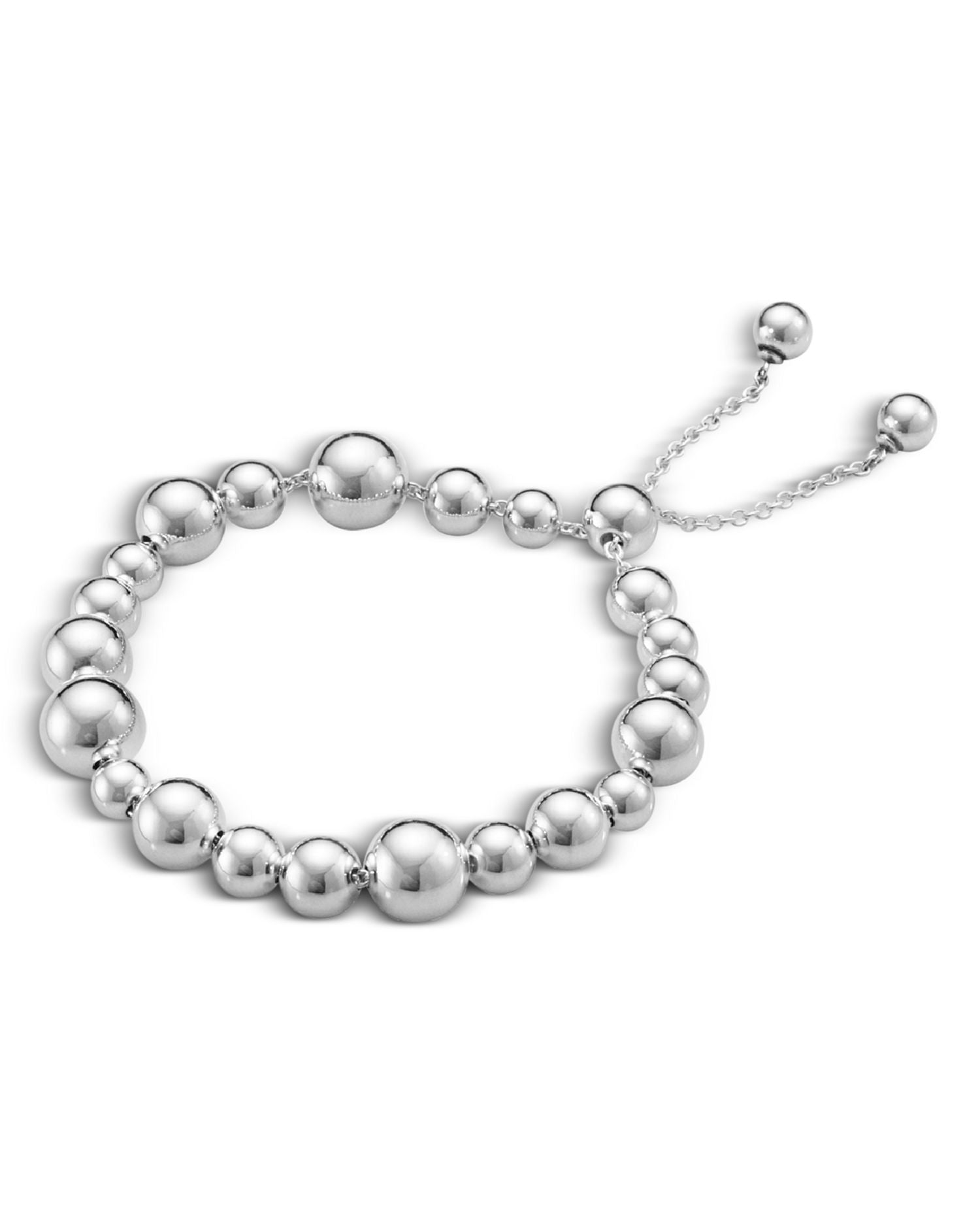 Sterling Silver Moonlight Grapes Multi Size Polished Ball Bolo Bracelet