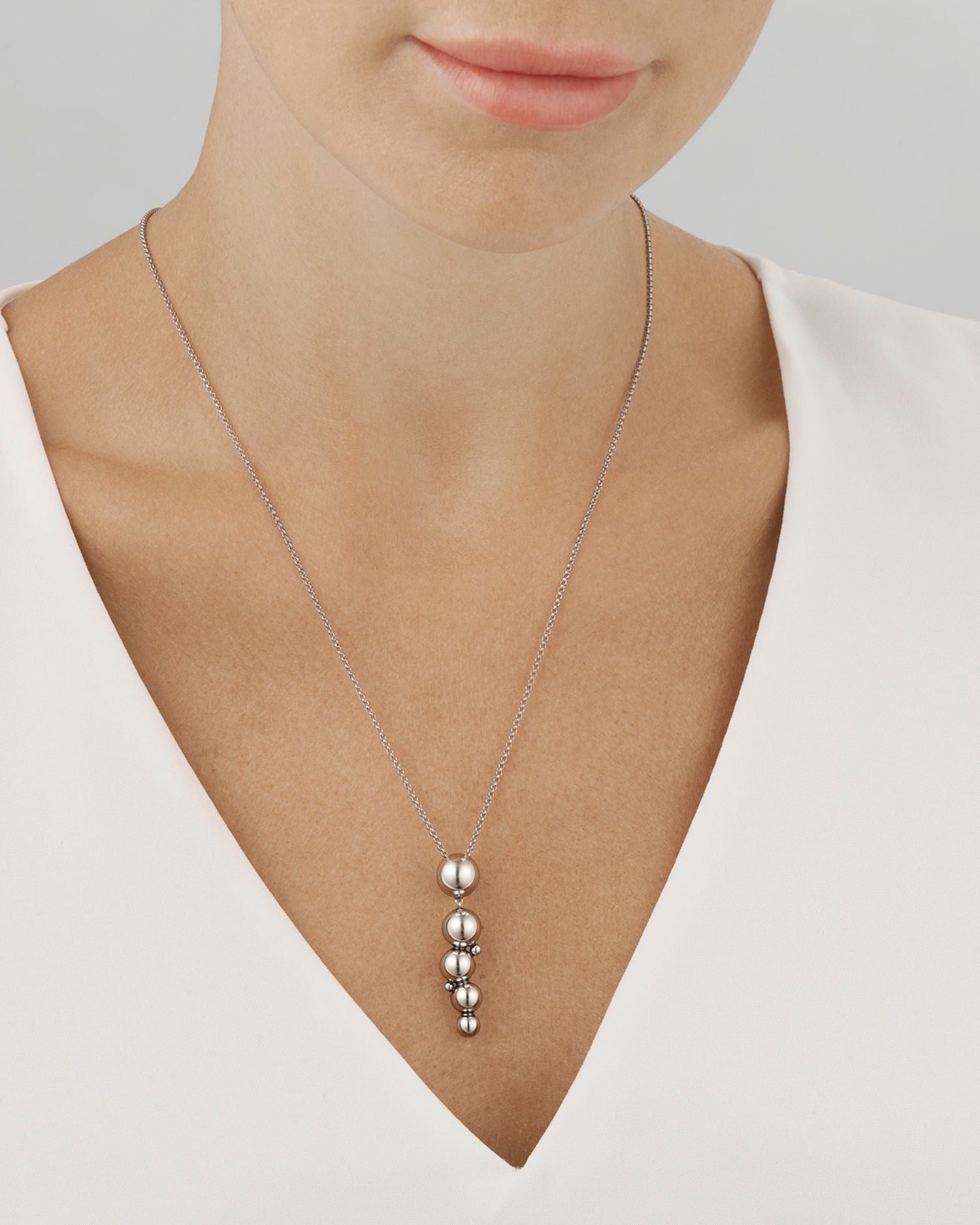 Sterling Silver Moonlight Grapes Linear Drop Pendant Necklace, 23.6'