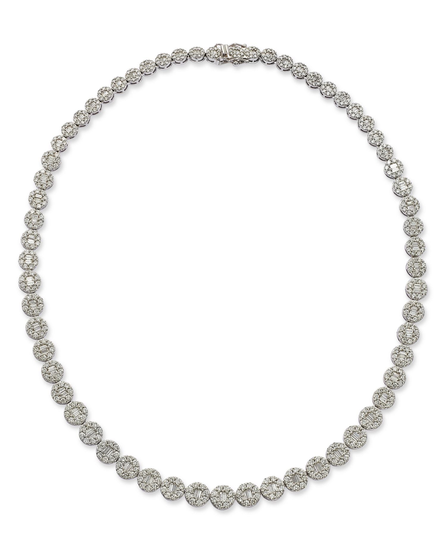 Diamond Round & Baguette Collar Necklace in 14K White Gold, 10.50 ct. t.w. - Exclusive