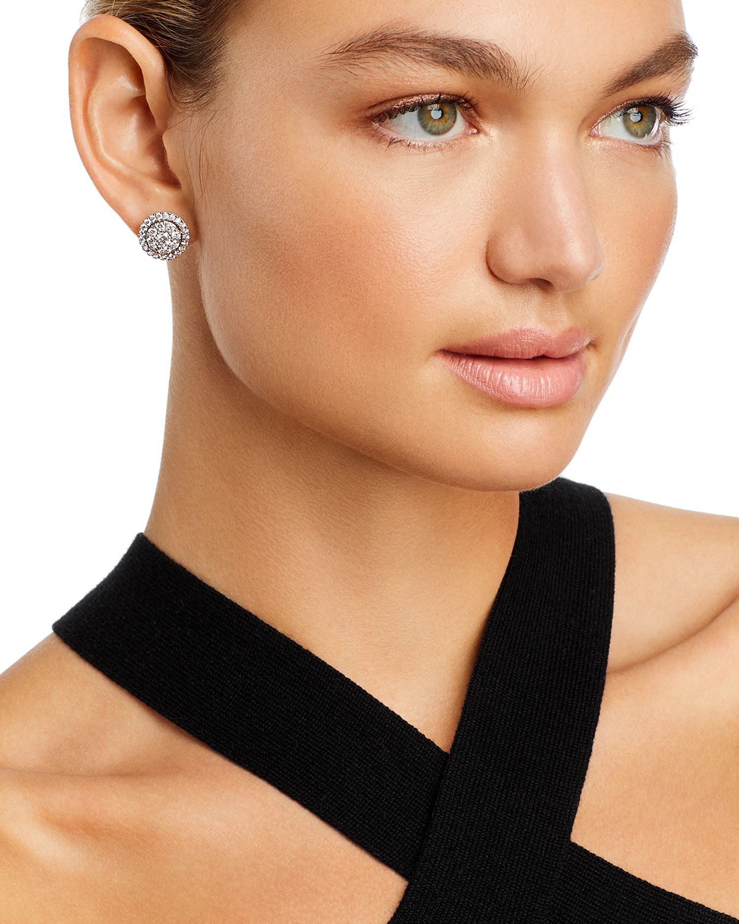 Diamond Cluster Stud Earrings in 14K White Gold, 2.50 ct. t.w. - Exclusive