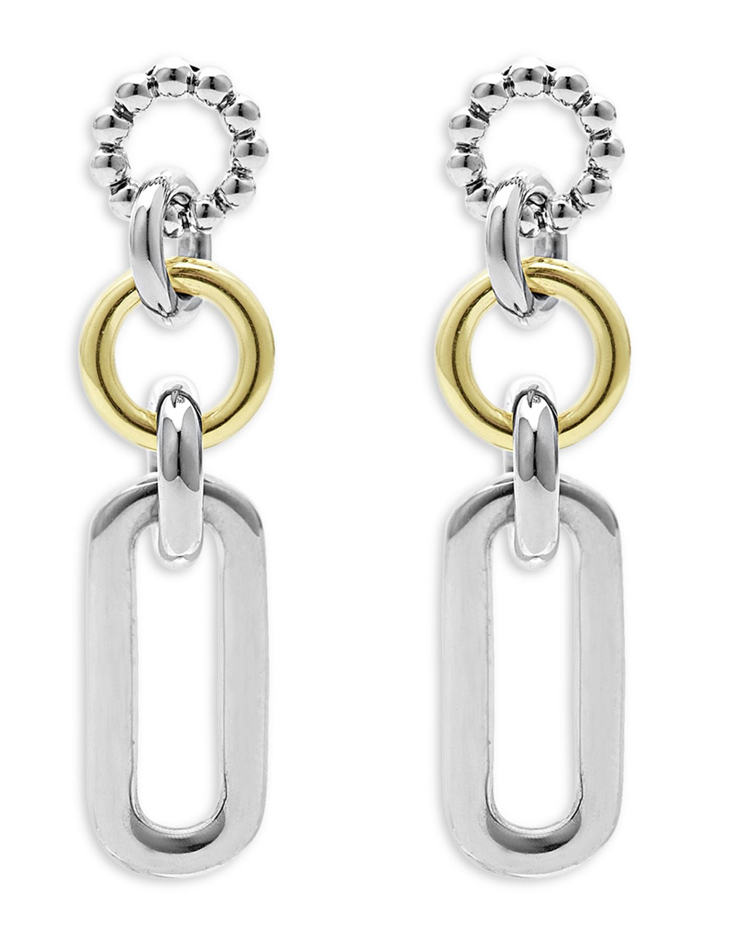 18K Yellow & Sterling Silver Signature Caviar Link Drop Earrings