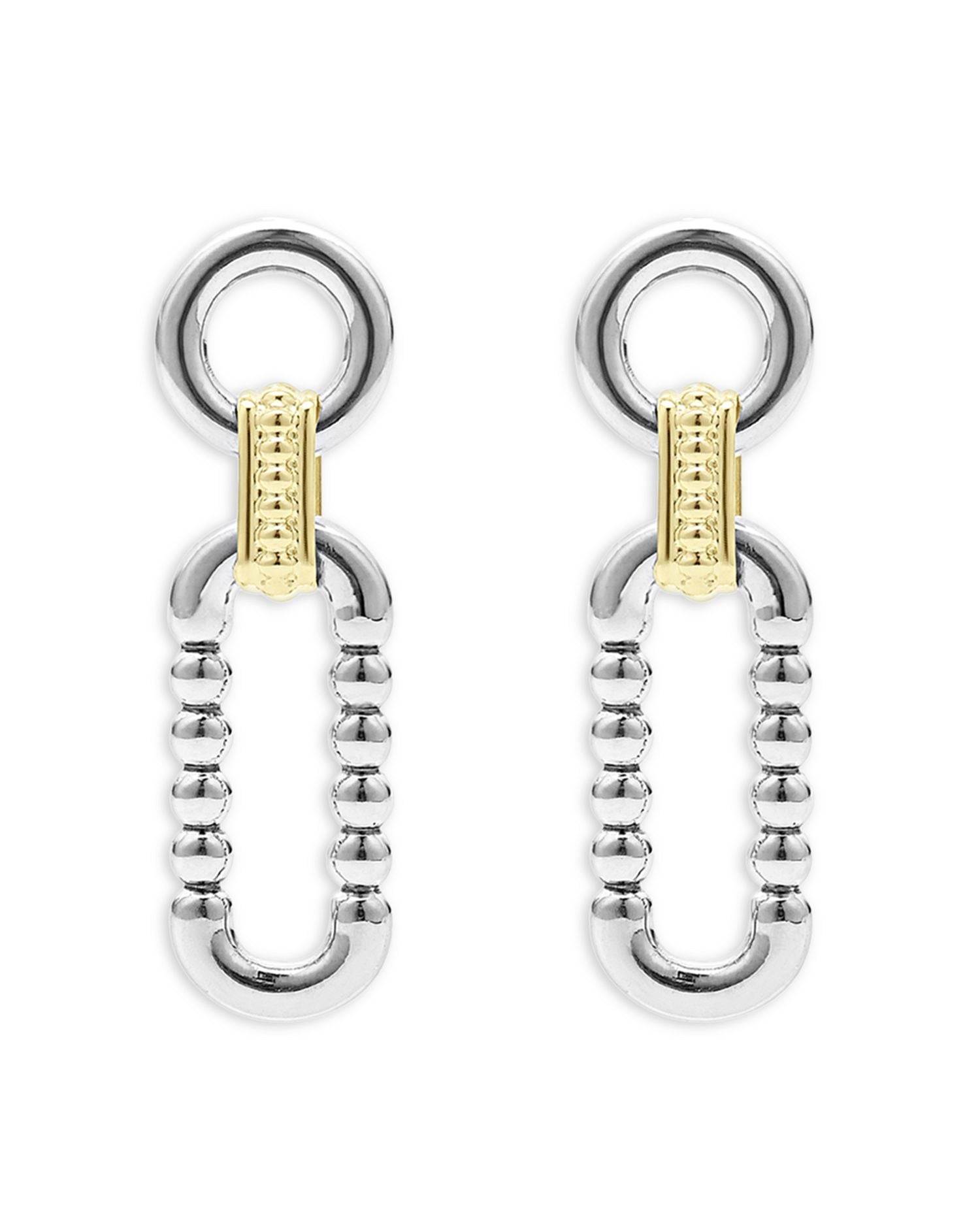 18K Yellow & Sterling Silver Signature Caviar Link Drop Earrings