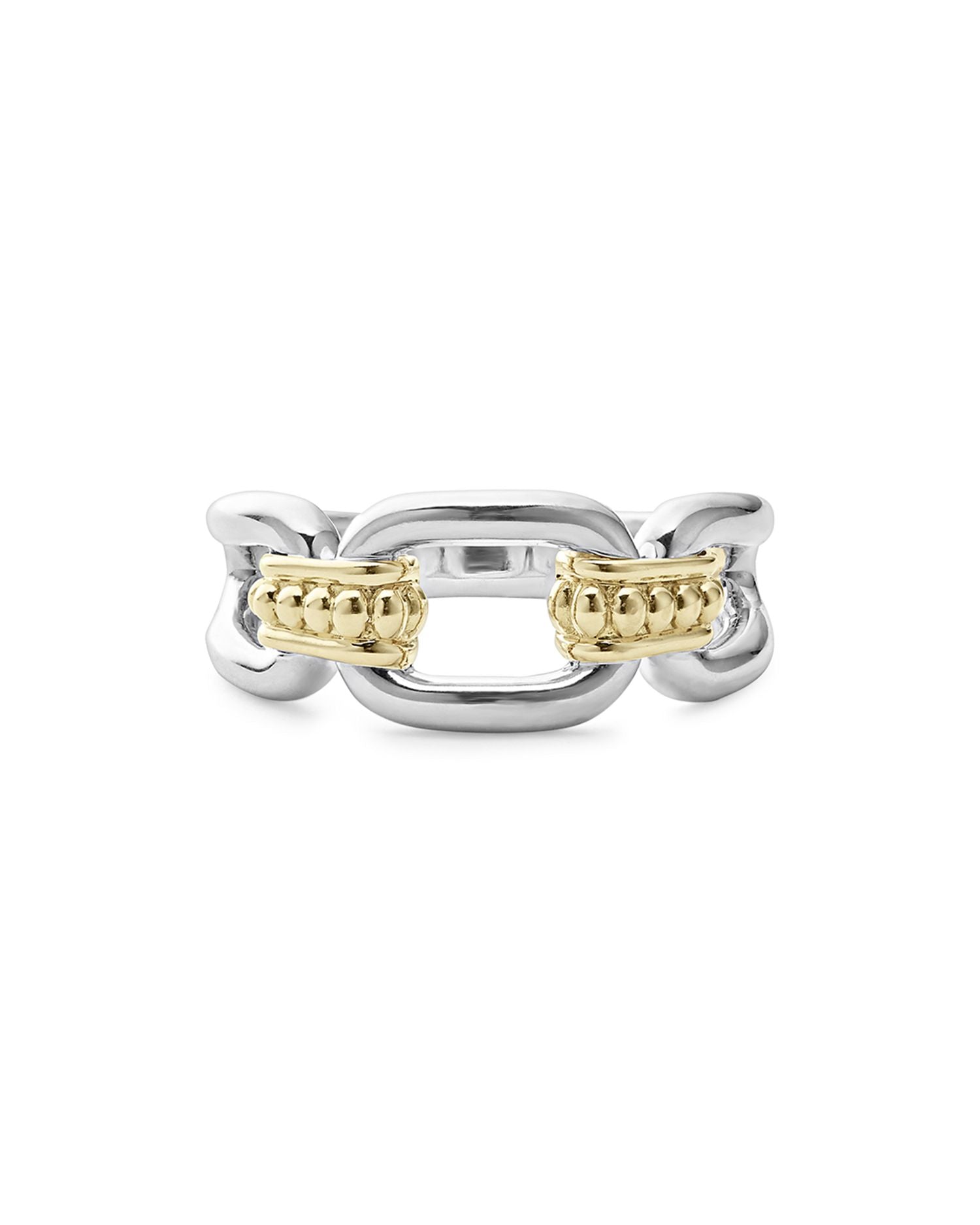 18K Yellow & Sterling Silver Signature Caviar Link Ring